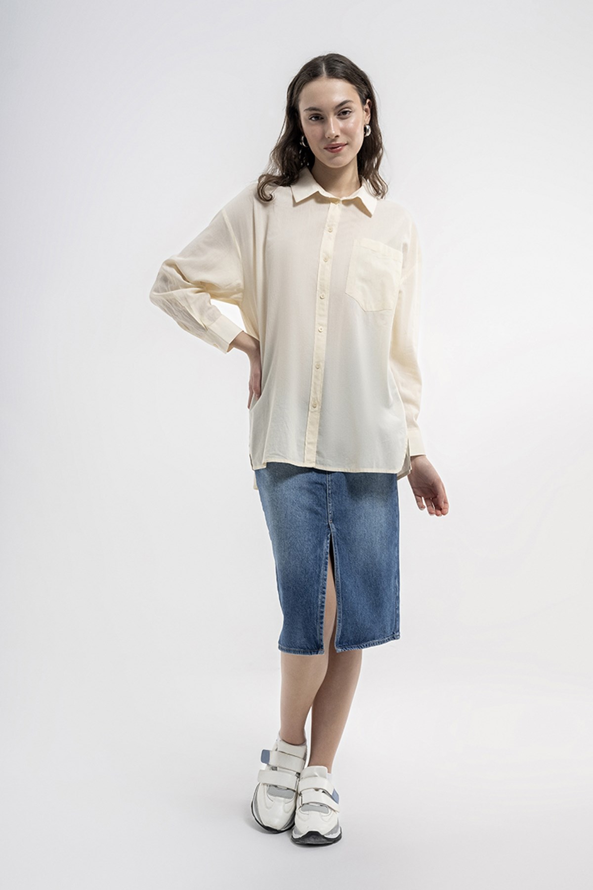 Loft  Regular Fit Kadın Gömlek LF2036562 Ekru
