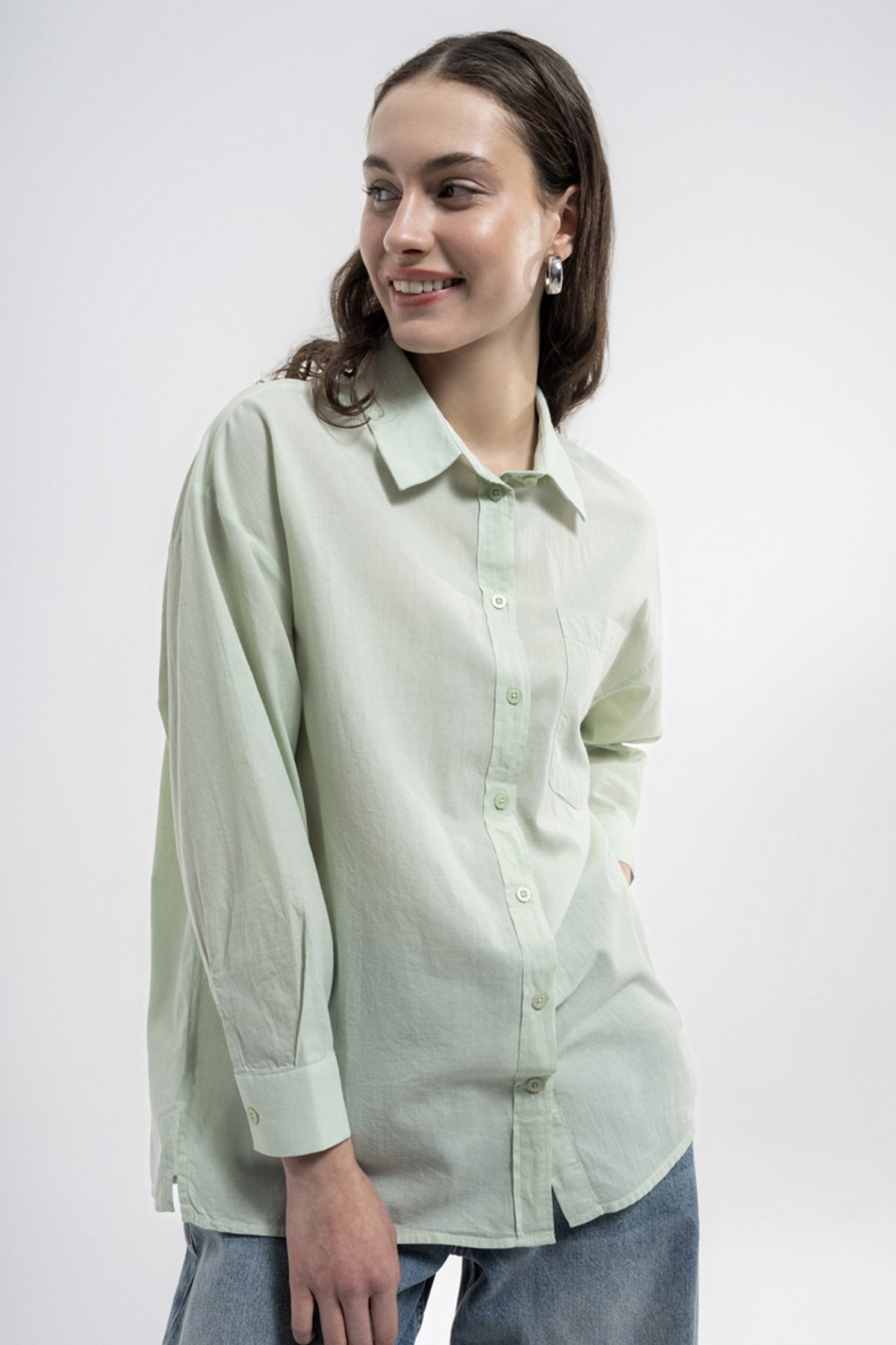 Loft  Regular Fit Kadın Gömlek LF2036562 Yeşil