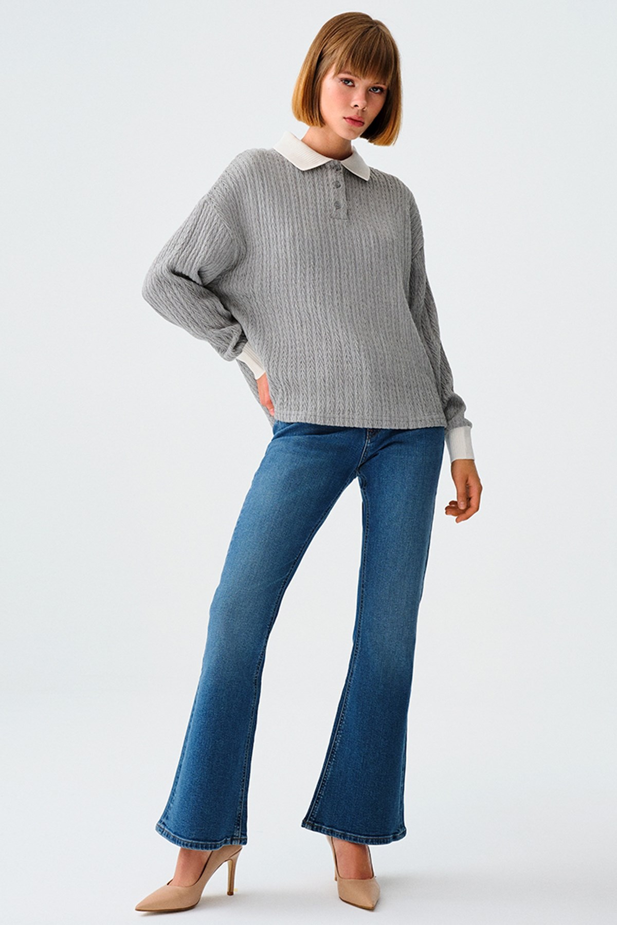 Loft Flare Rain Kadın Pantolon LF2037065 Mavi