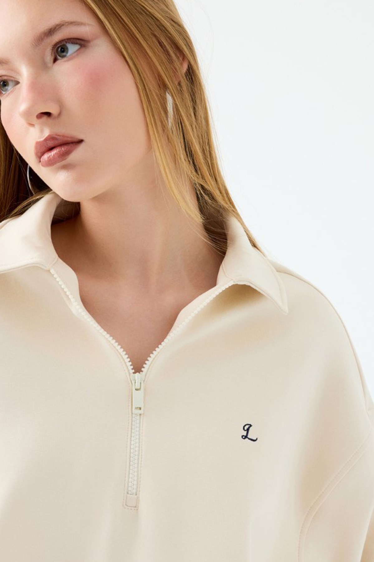 Loft Kadın Sweatshirt Ekru