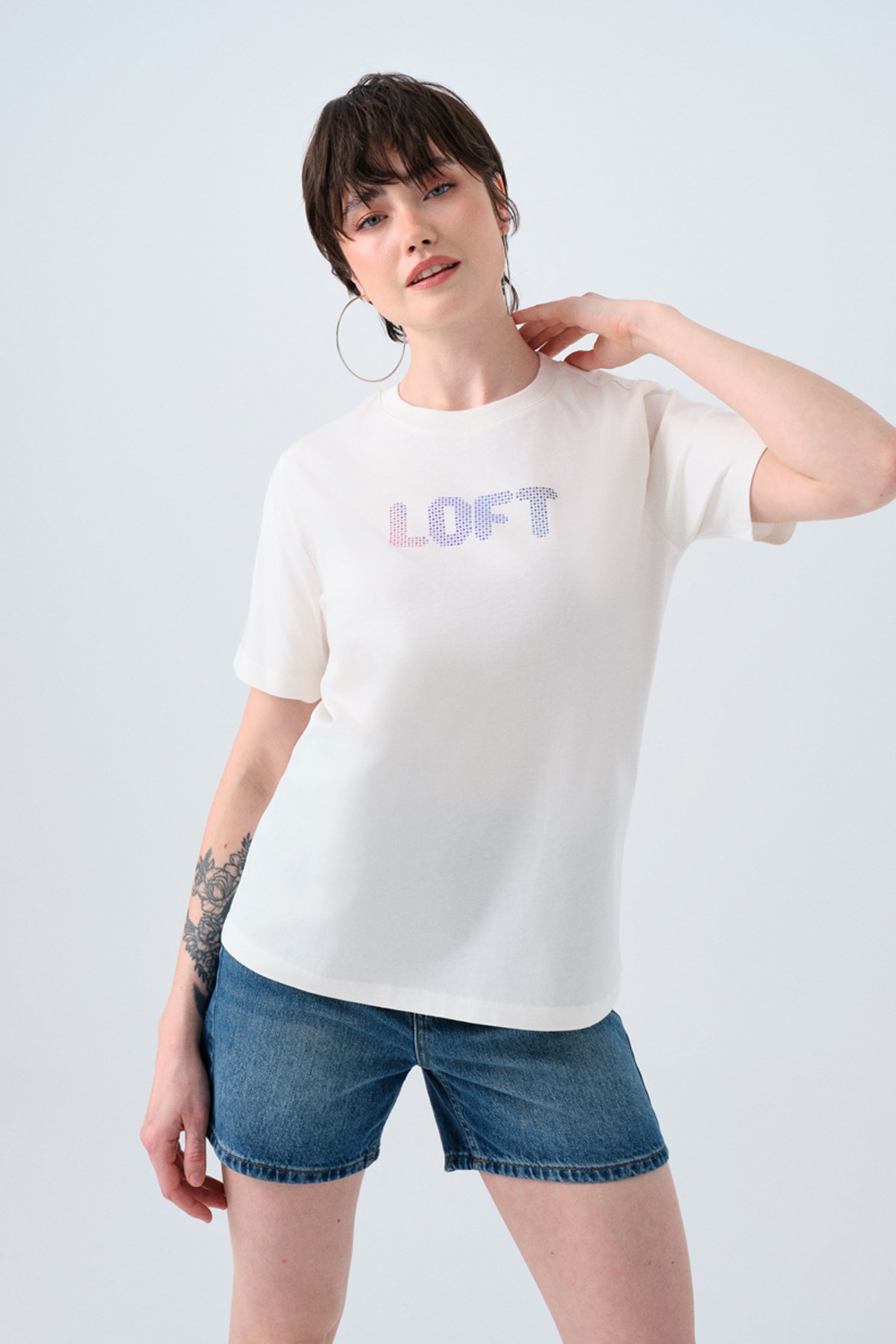 Loft Kadın Tişört LF2039149 Ekru