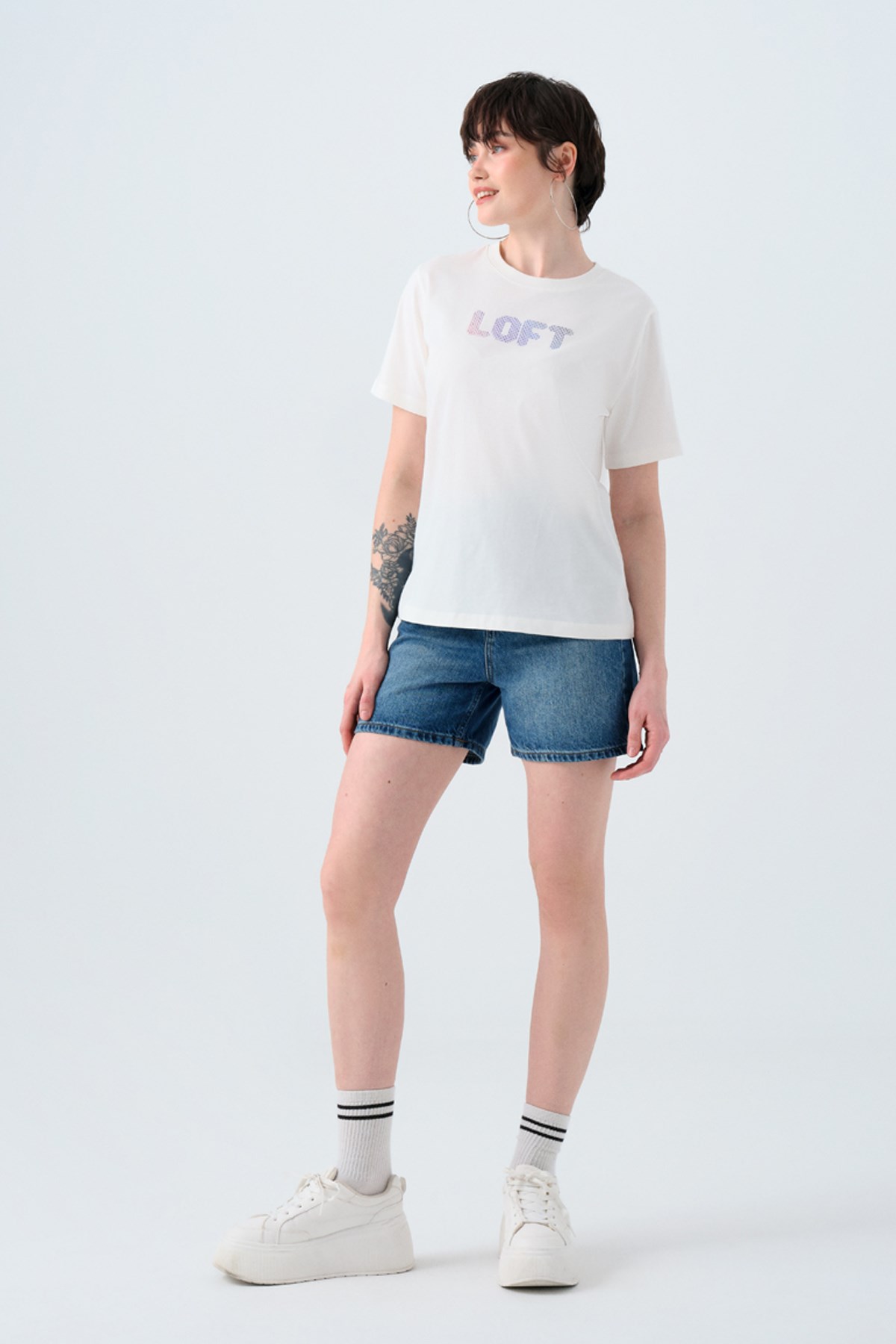 Loft Kadın Tişört LF2039149 Ekru