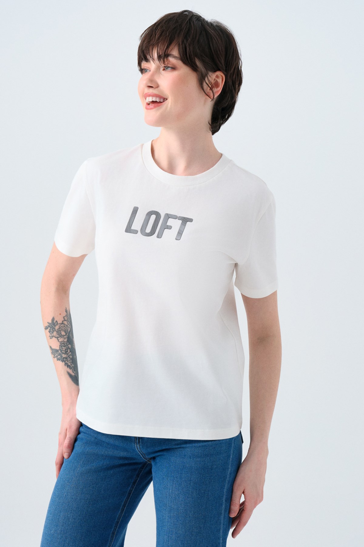Loft Kadın Tişört LF2039263 Ekru
