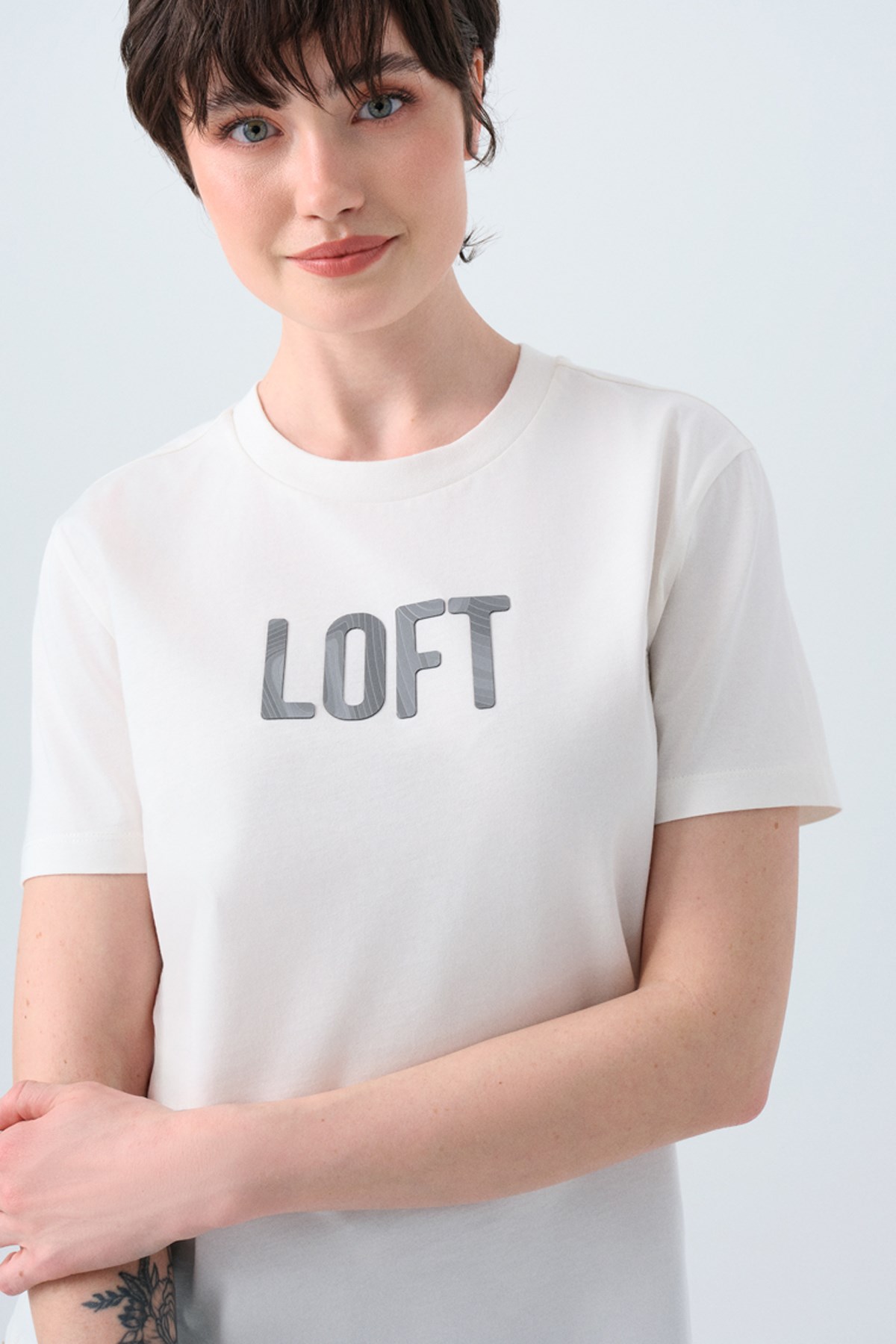 Loft Kadın Tişört LF2039263 Ekru