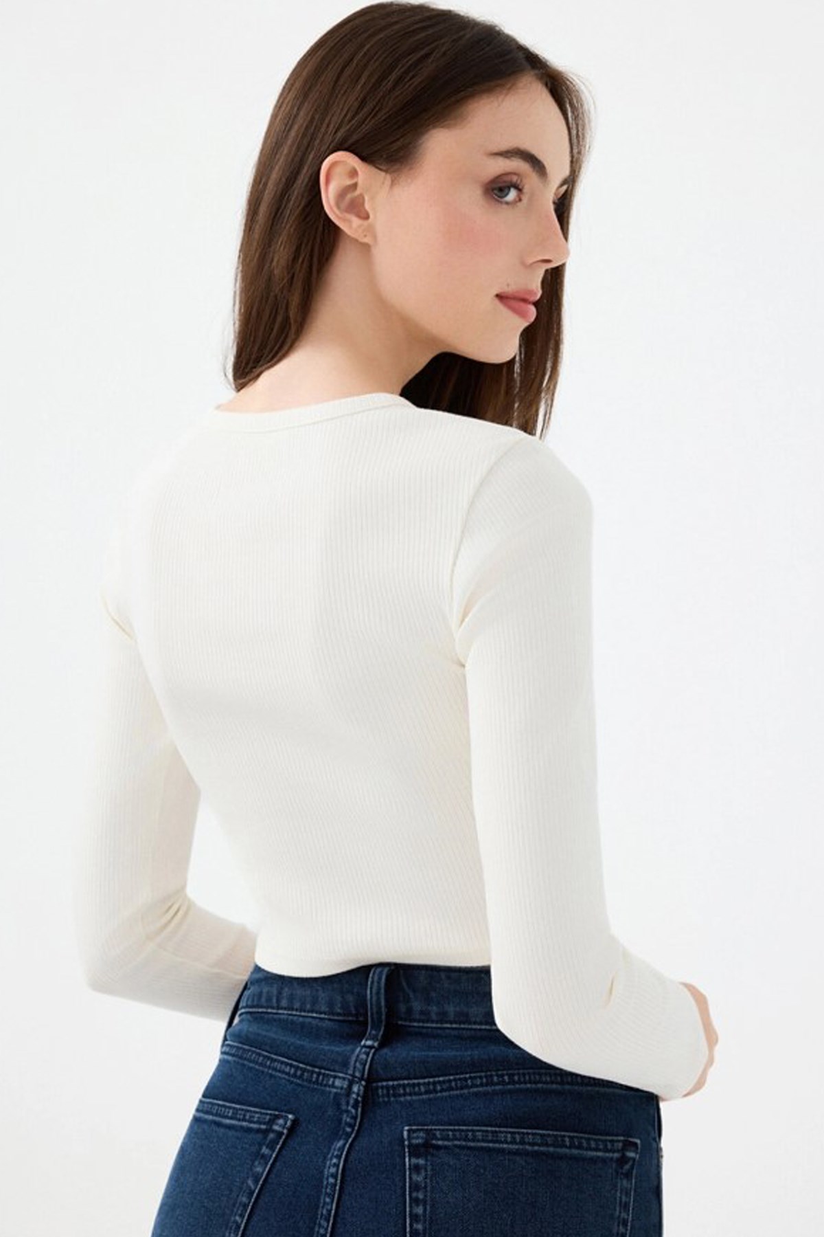 Loft Kadın Sweatshirt Ekru