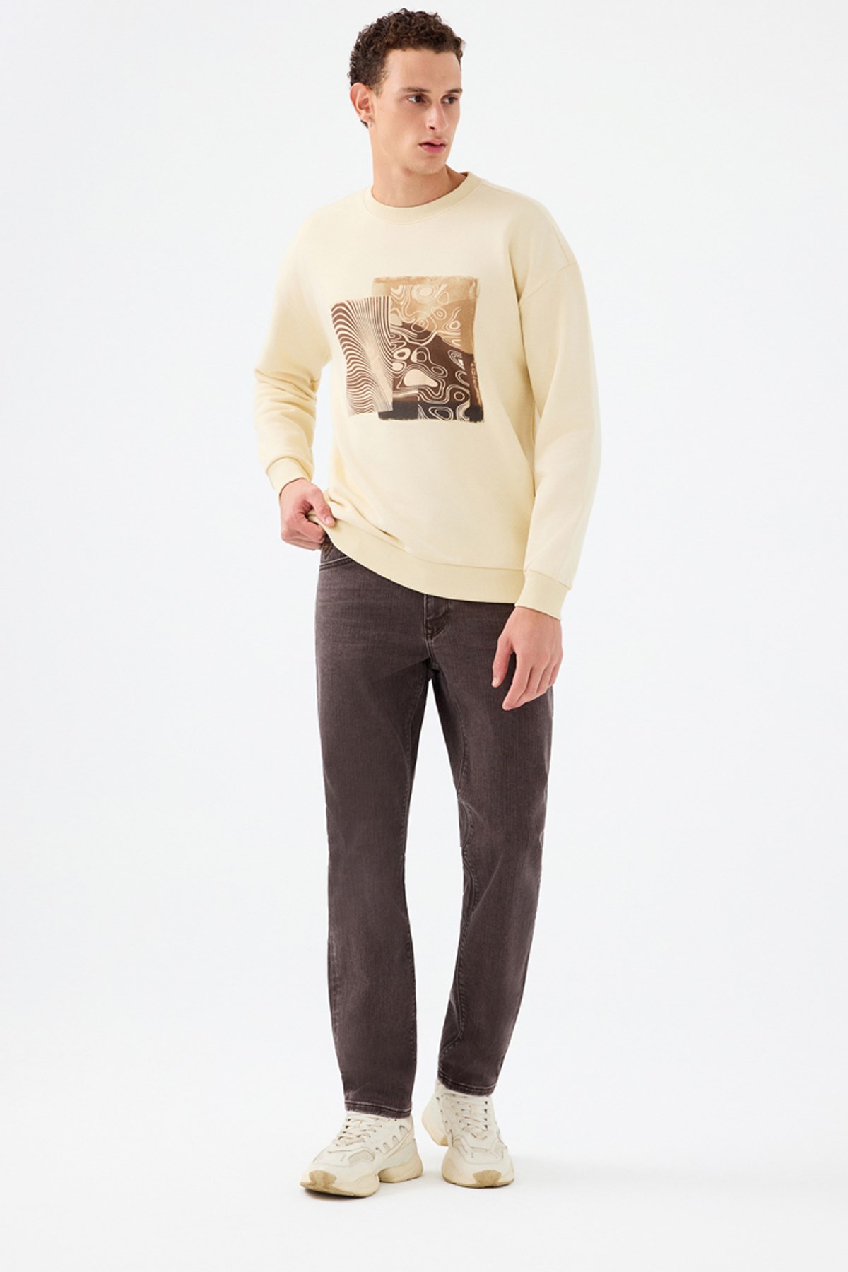 Loft Erkek Sweatshirt Krem
