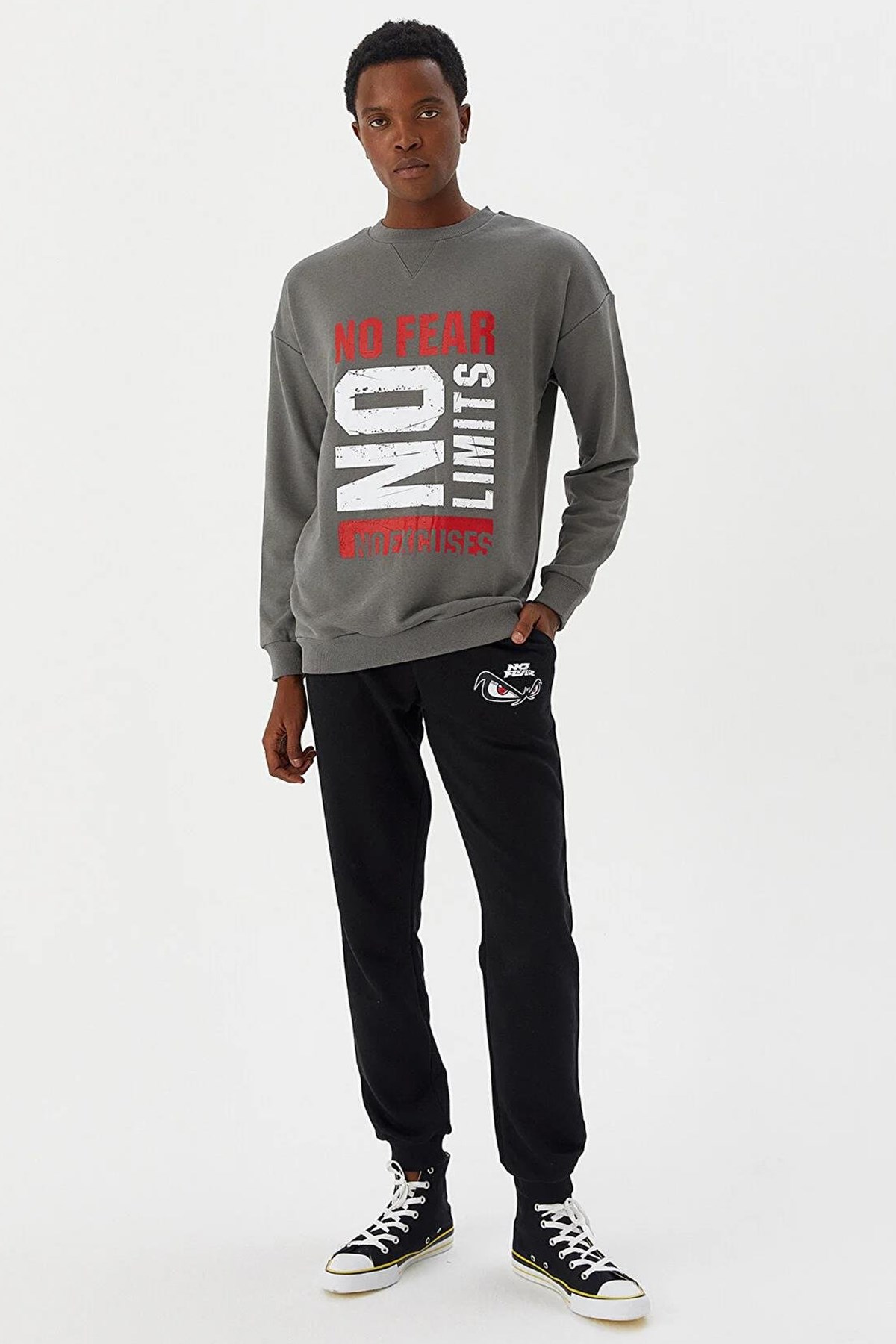 No Fear Erkek Sweatshirt NFR-M500233 Gri