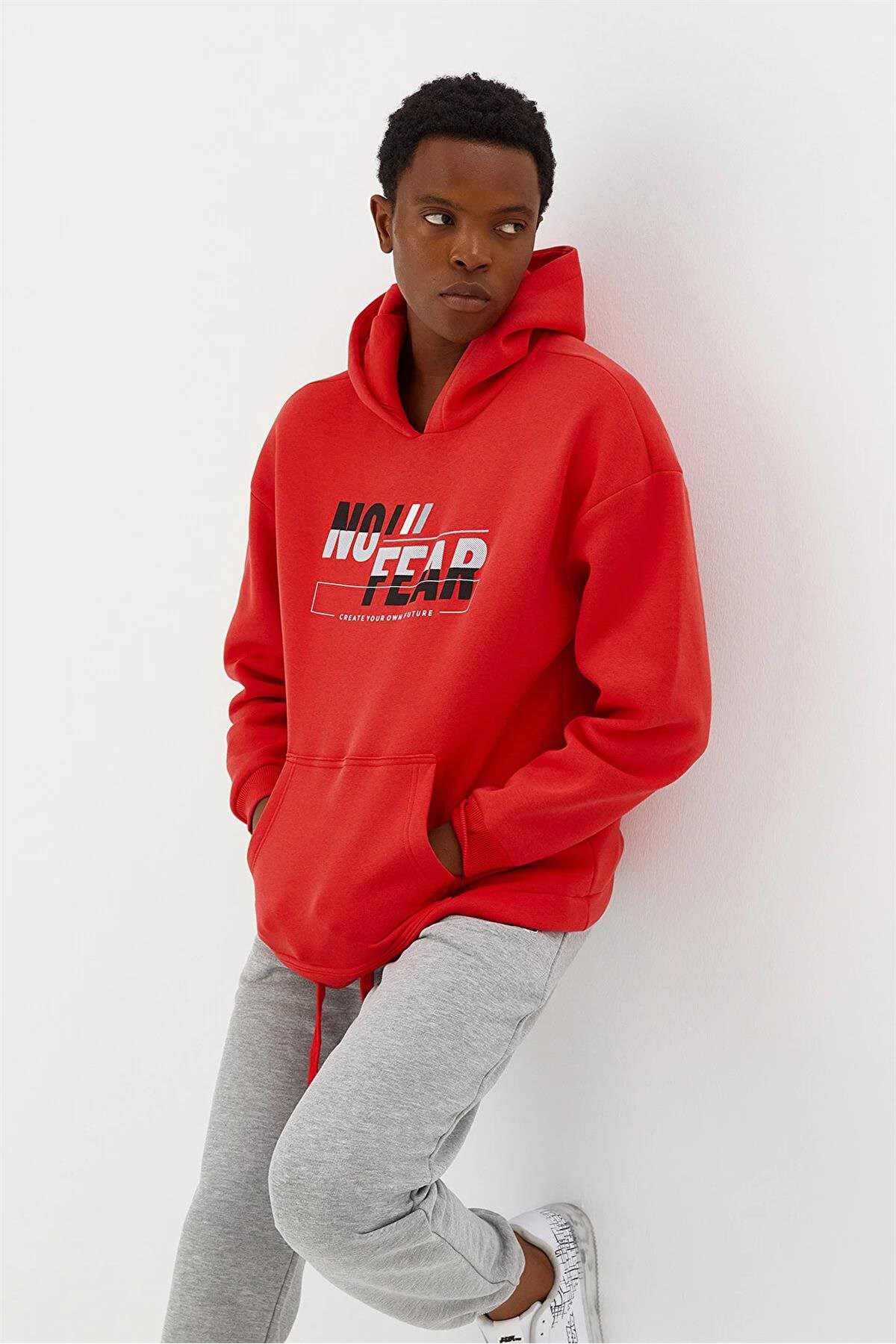 No Fear Erkek Sweatshirt NFR-M500243 Kırmızı