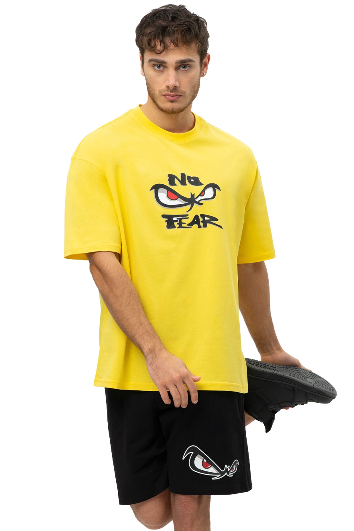 No Fear Erkek Oversize Tişört NFR-M50045 Sarı
