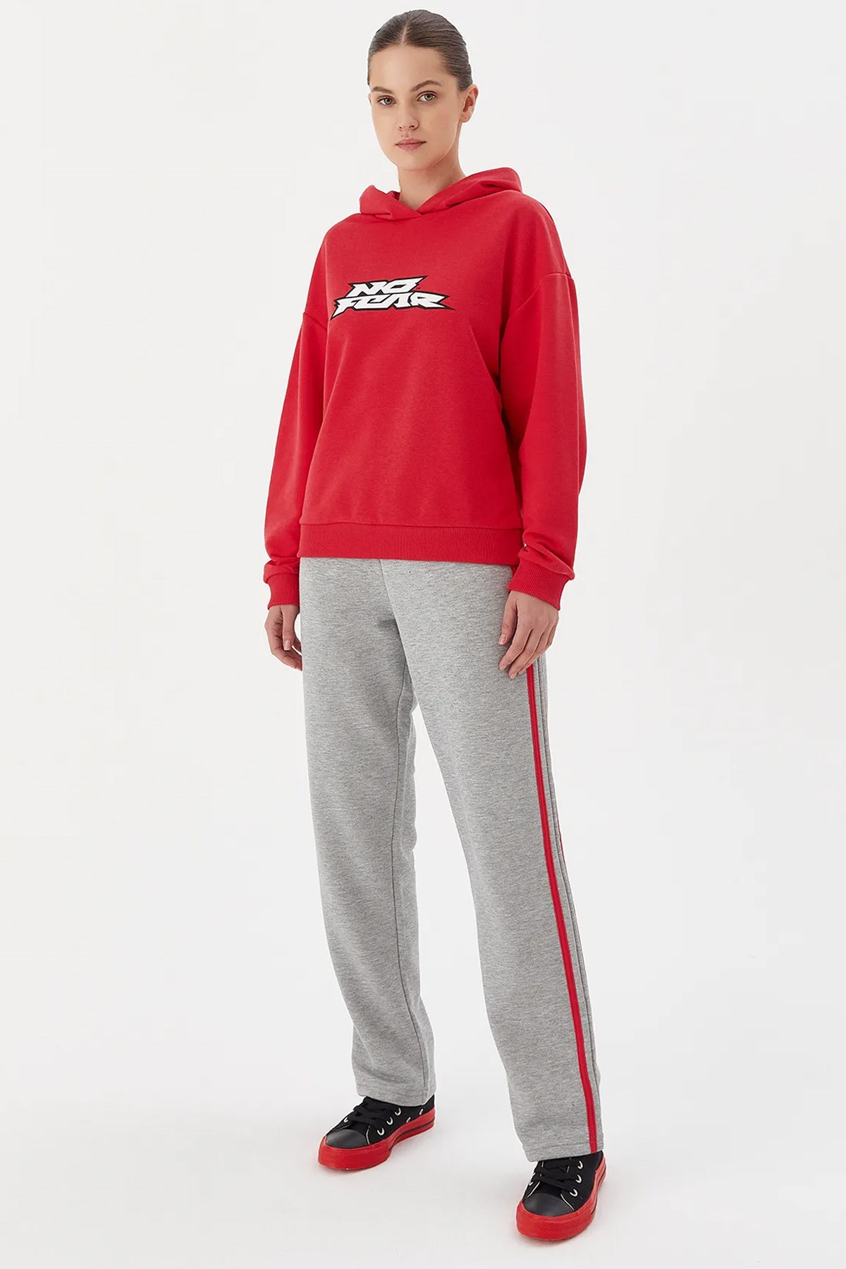 No Fear Kadın Sweatshirt NFR-W500154 Kırmızı