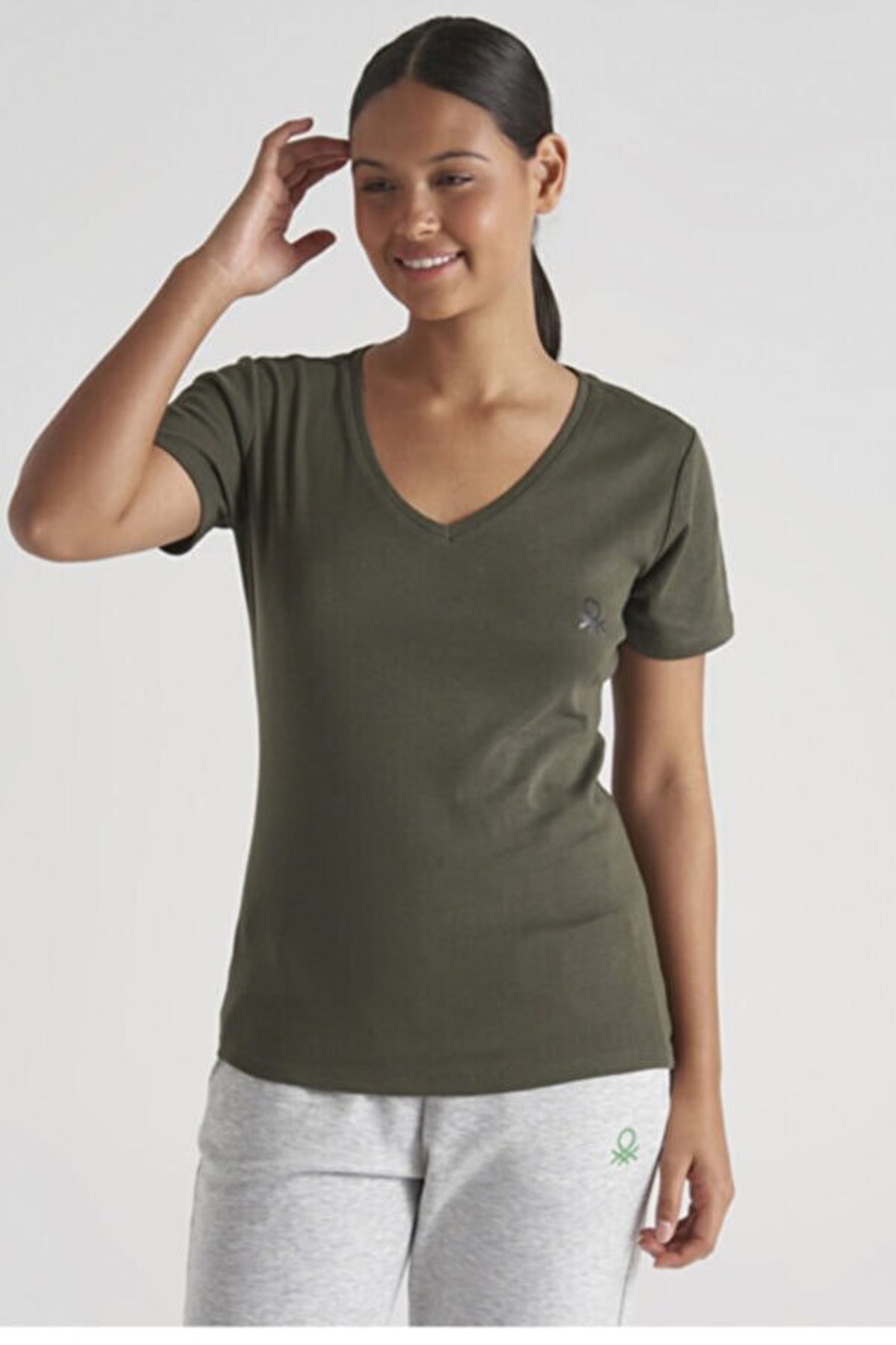 Benetton Tişört S1059 Haki