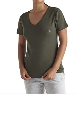Benetton Tişört S1059 Haki