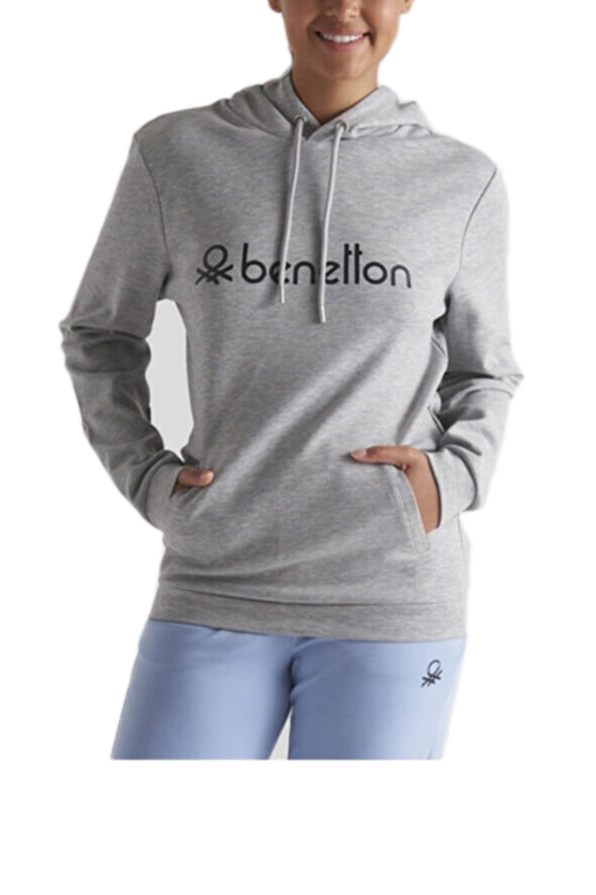 Benetton Kapüşonlu Sweatshirt S10818 Gri