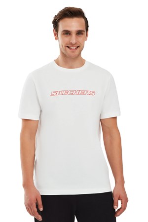 Skechers Graphic Sleeve Erkek Tişört S202243-102 Beyaz