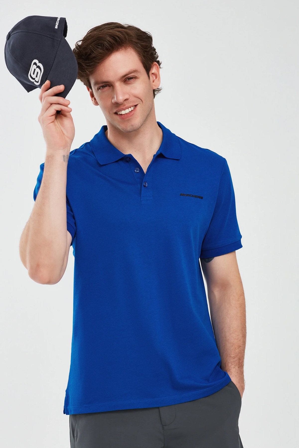 Skechers Sleeve Erkek Polo Tişört S211800-403 Mavi
