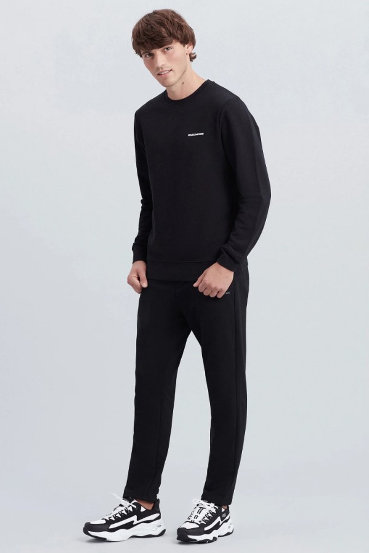 Skechers New Basics Crew Neck Erkek Sweatshirt S212265-001 Siyah