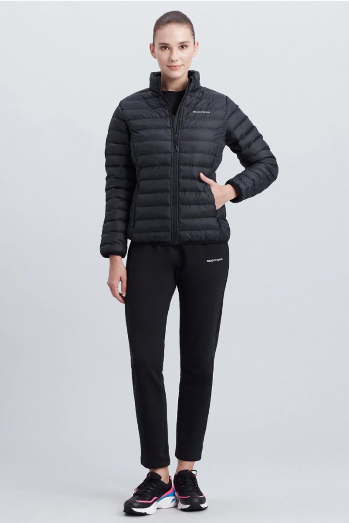 Skechers Turtle Neck Essential Kadın Şişme Mont S212273-001 Siyah
