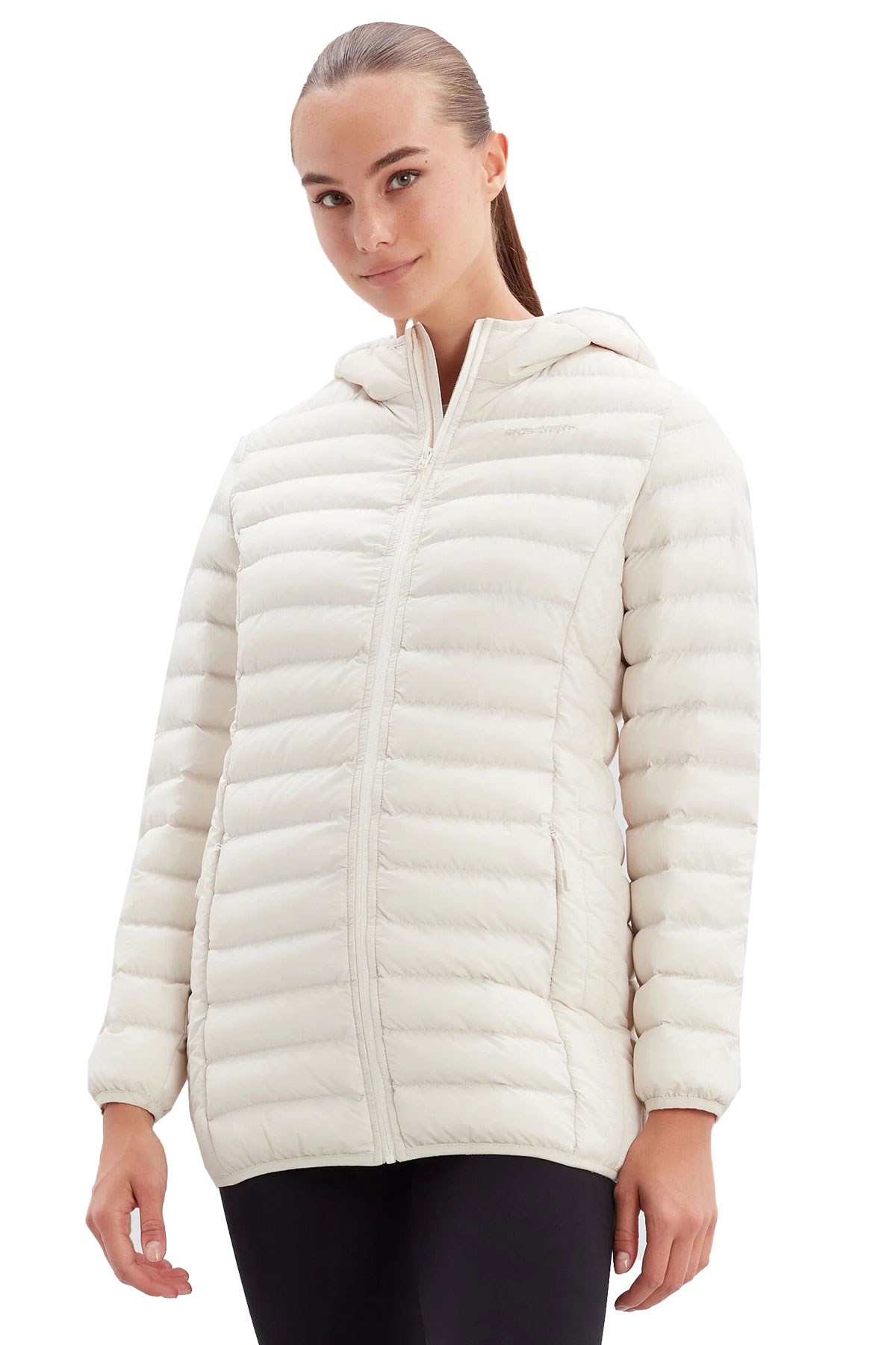 Skechers Essential Midi Length Hooded Kadın Mont S212276-102 Beyaz