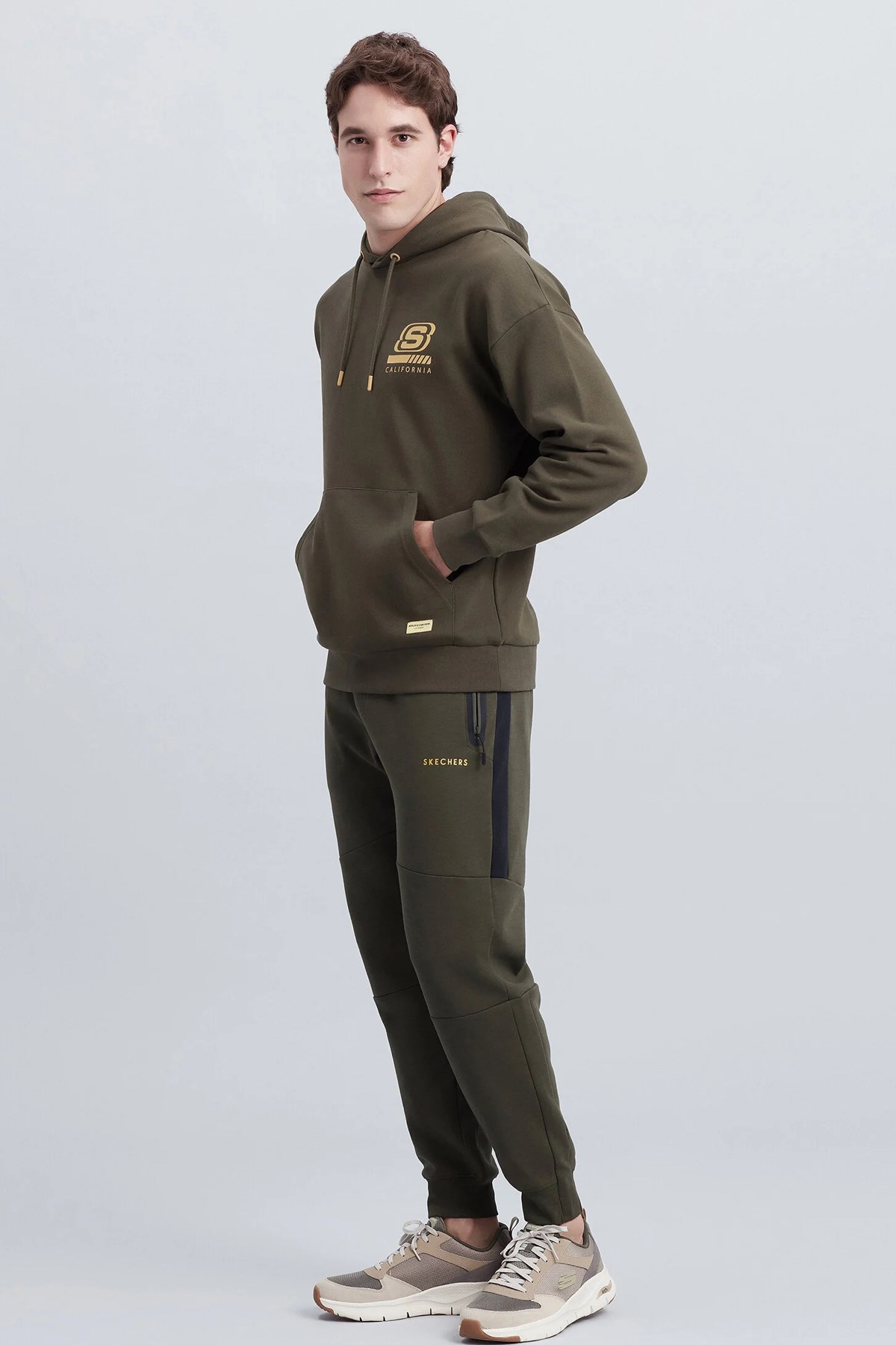 Skechers Chest Logo Erkek Sweatshirt S212937-801 Haki