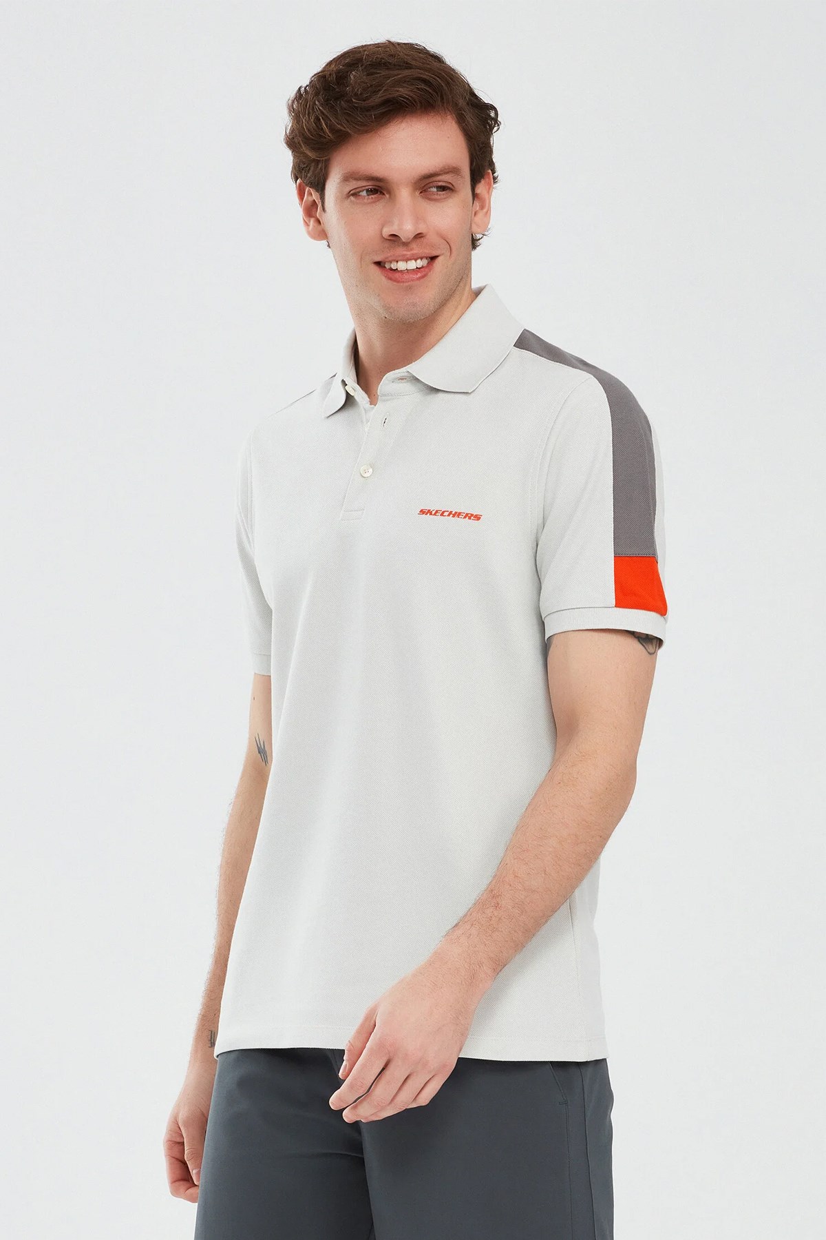 Skechers Sleeve Erkek Polo Tişört S221047-035 Gri