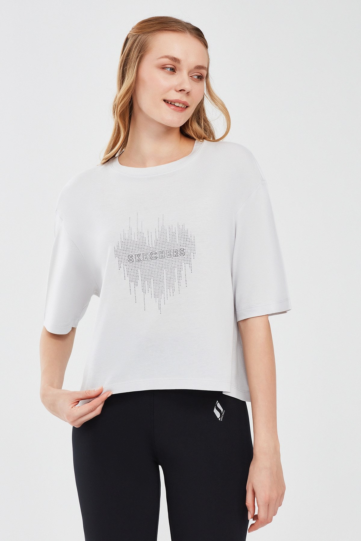 Skechers Graphic Short Sleeve Kadın Tişört S221173-035 Gri