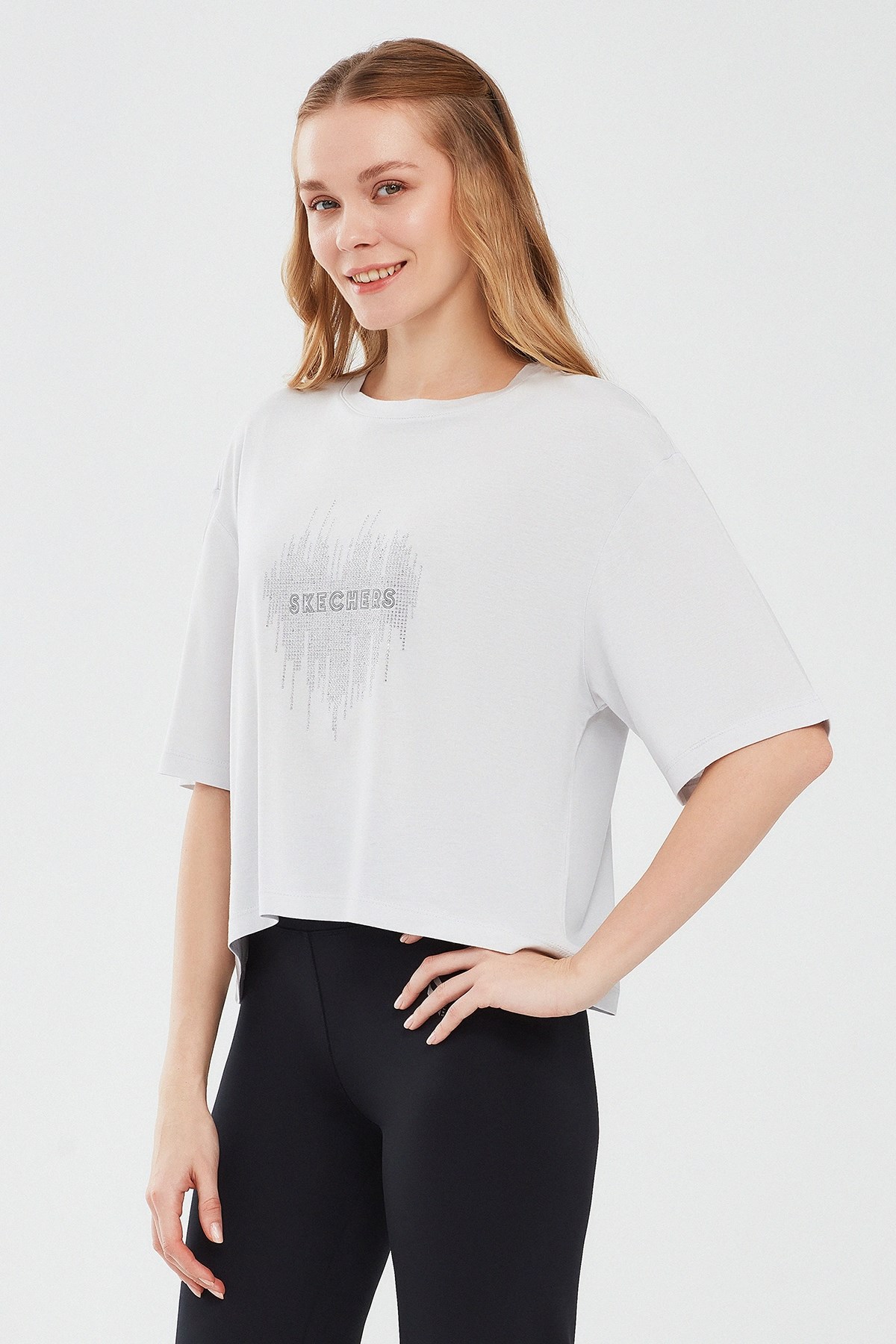 Skechers Graphic Short Sleeve Kadın Tişört S221173-035 Gri