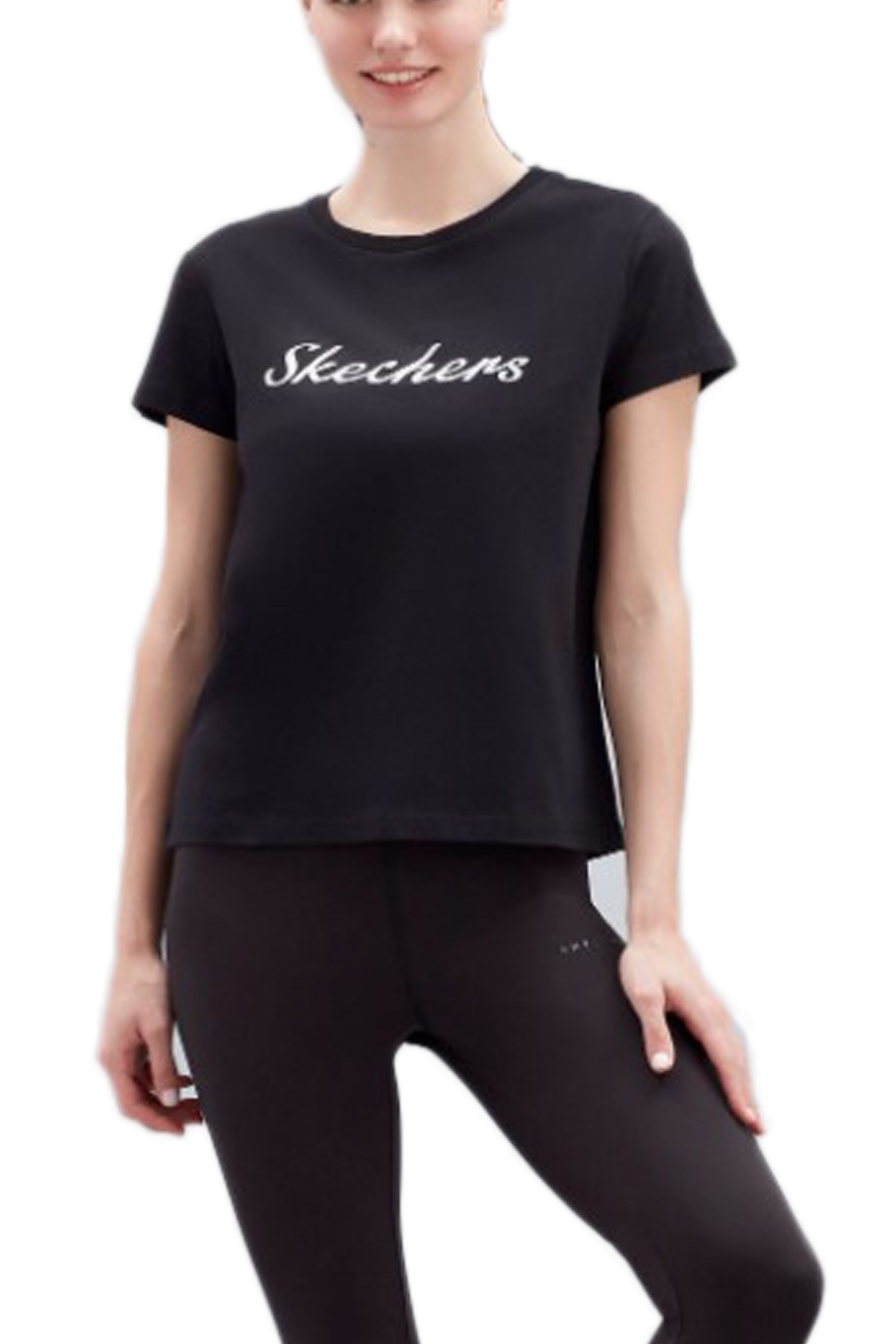 Skechers Graphic Shiny Logo Kadın Tişört S221180-001 Siyah