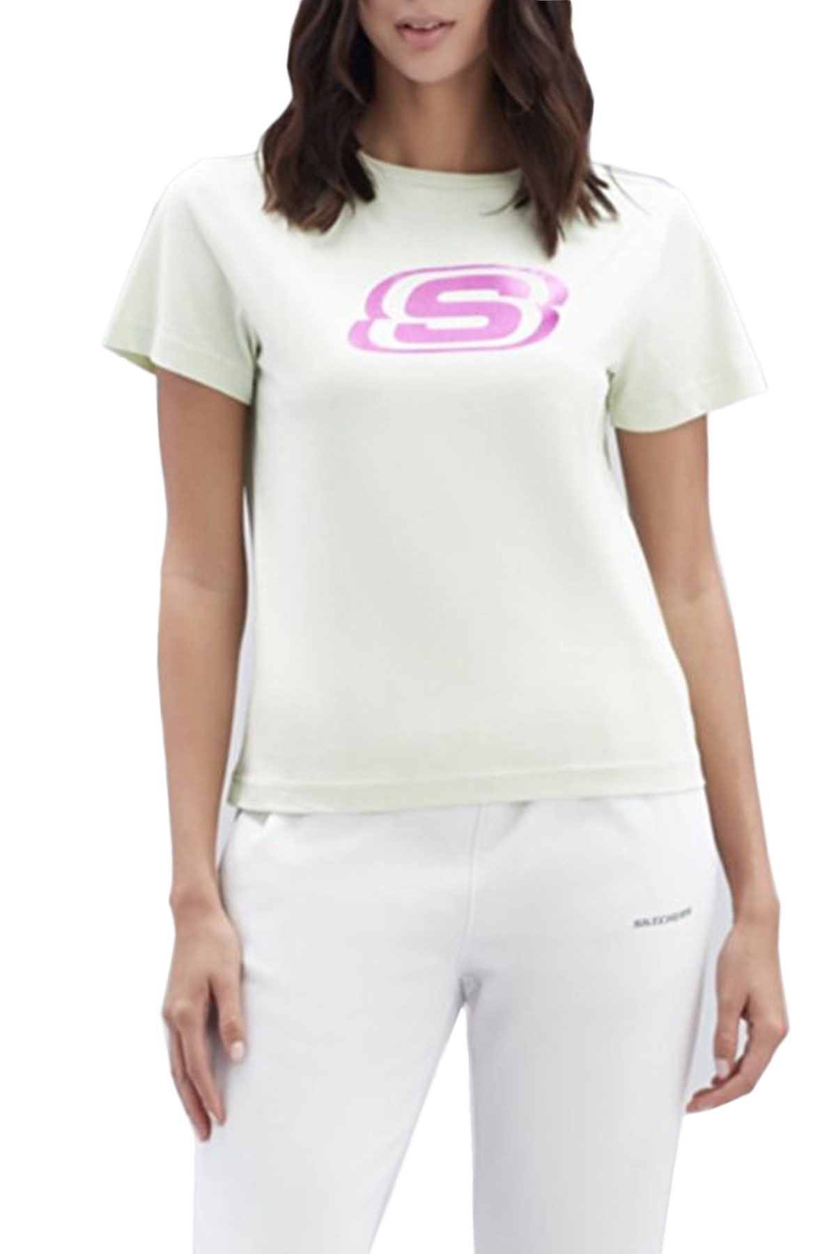 Skechers Graphic Big Logo Kadın Tişört S221508-300 Yeşil
