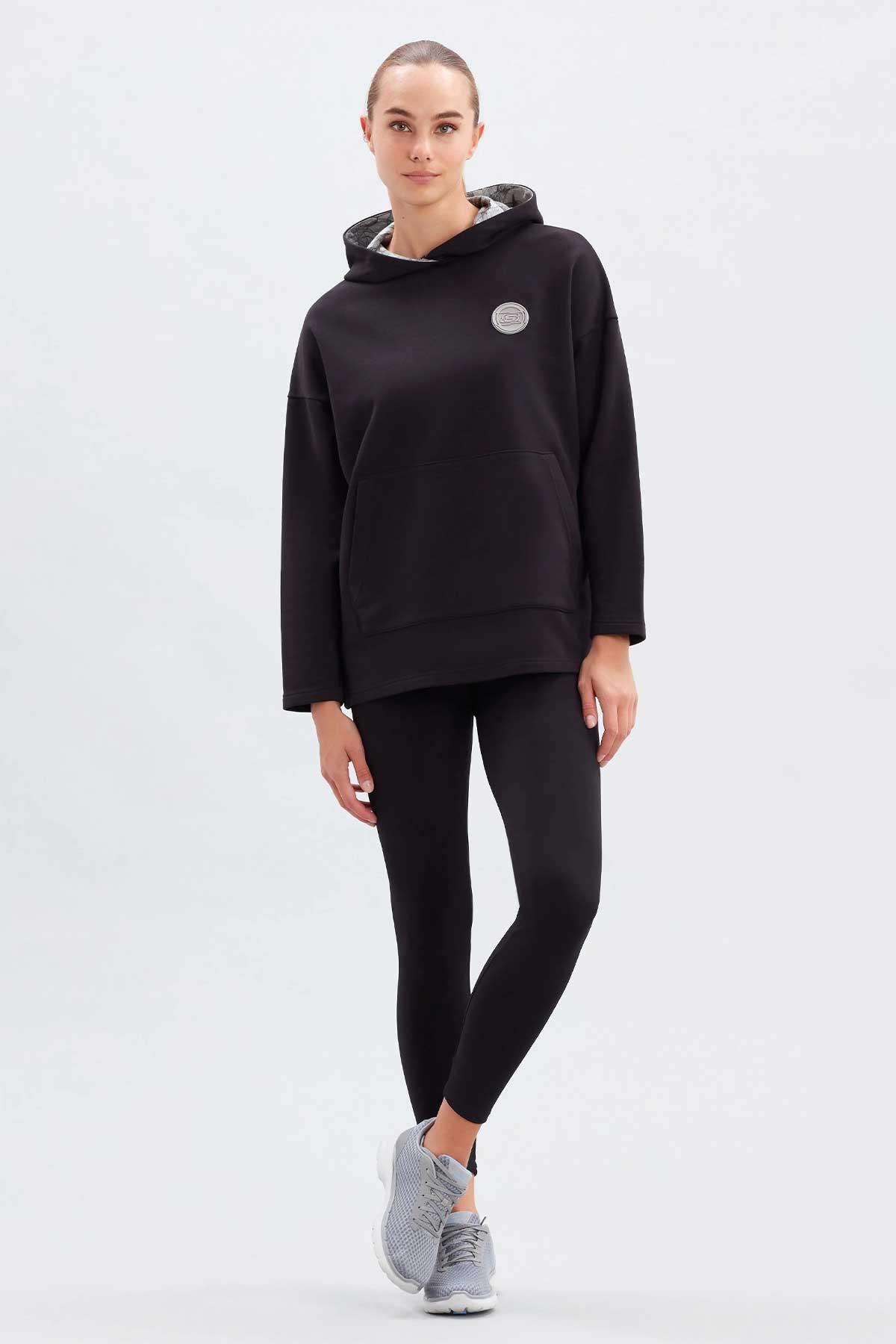 Skechers Mid Weight Fleece Hoodie Kadın Sweatshirt S222048-001 Siyah