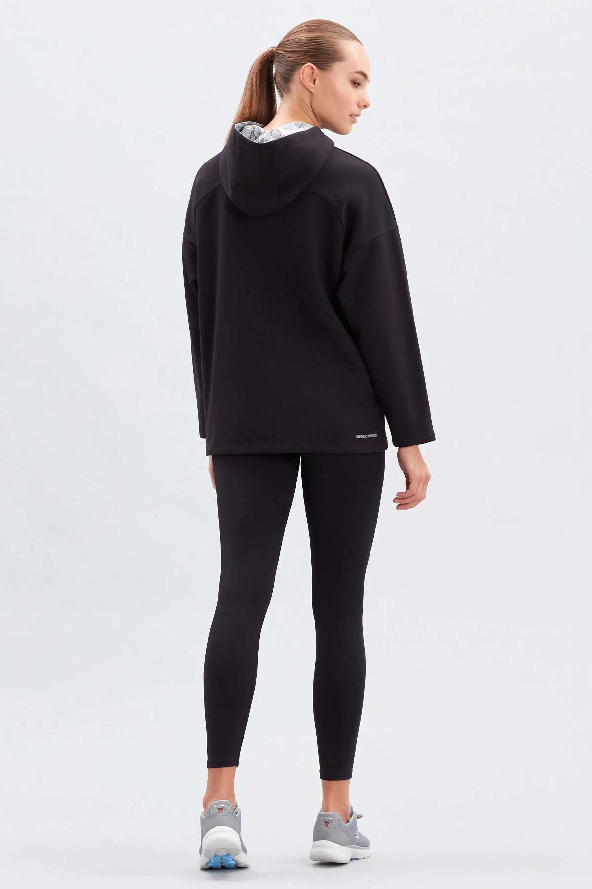 Skechers Mid Weight Fleece Hoodie Kadın Sweatshirt S222048-001 Siyah