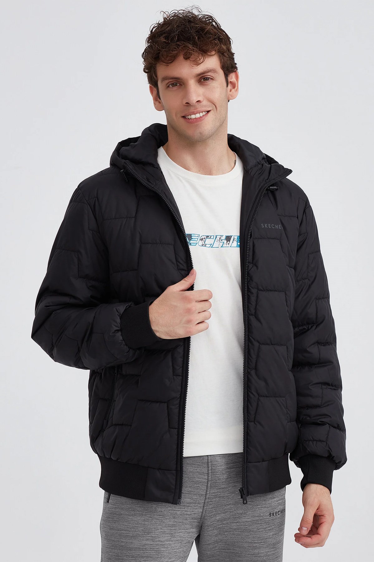 Skechers Outerwear M Padded Erkek Mont S222060-001 Siyah