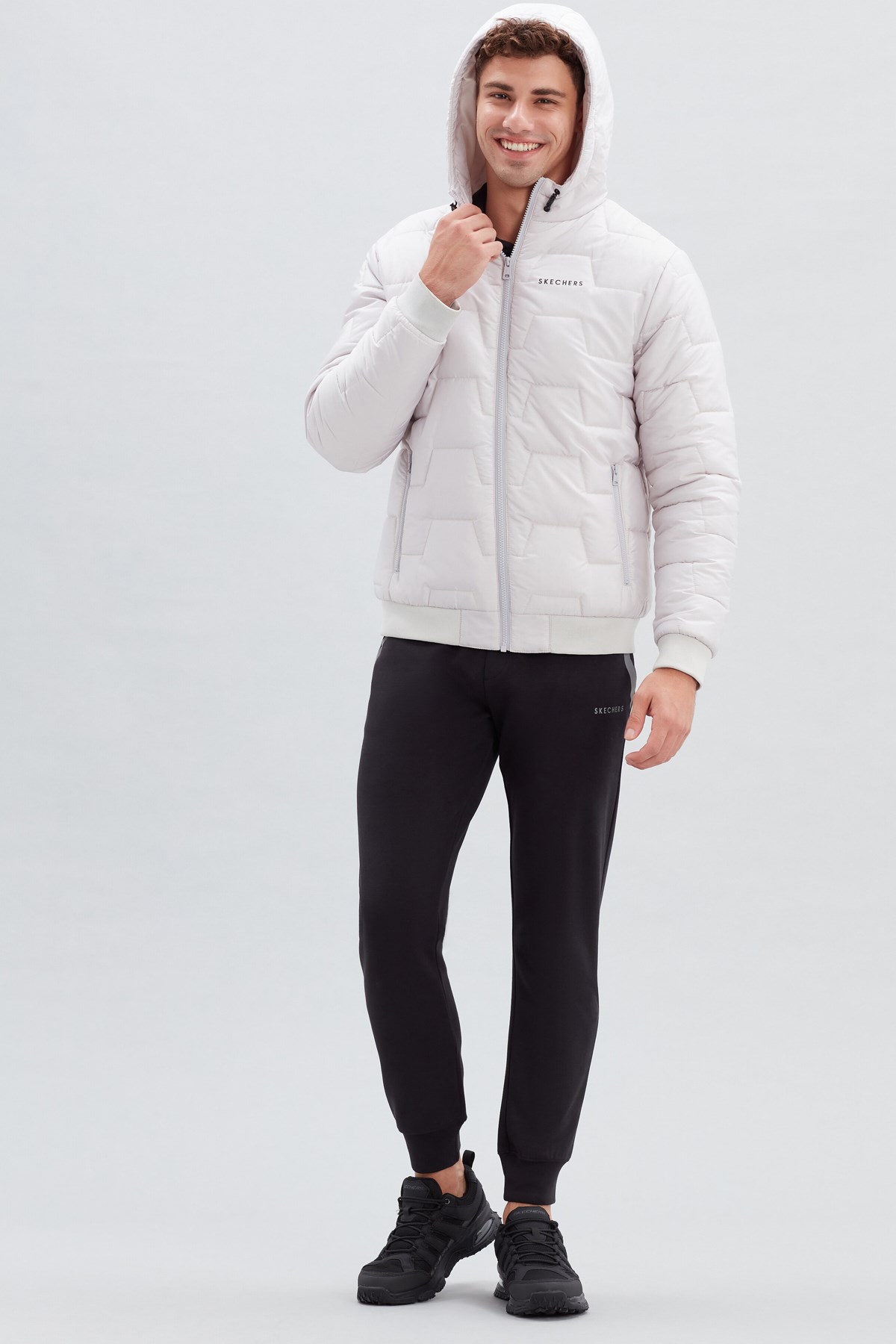 Skechers Outerwear M Padded Erkek Mont S222060-013 Gri