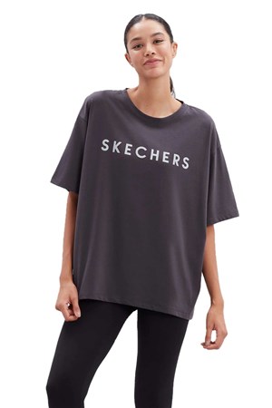 Skechers Wordmark Printed Crew Neck Kadın Tişört S222109-001 Siyah