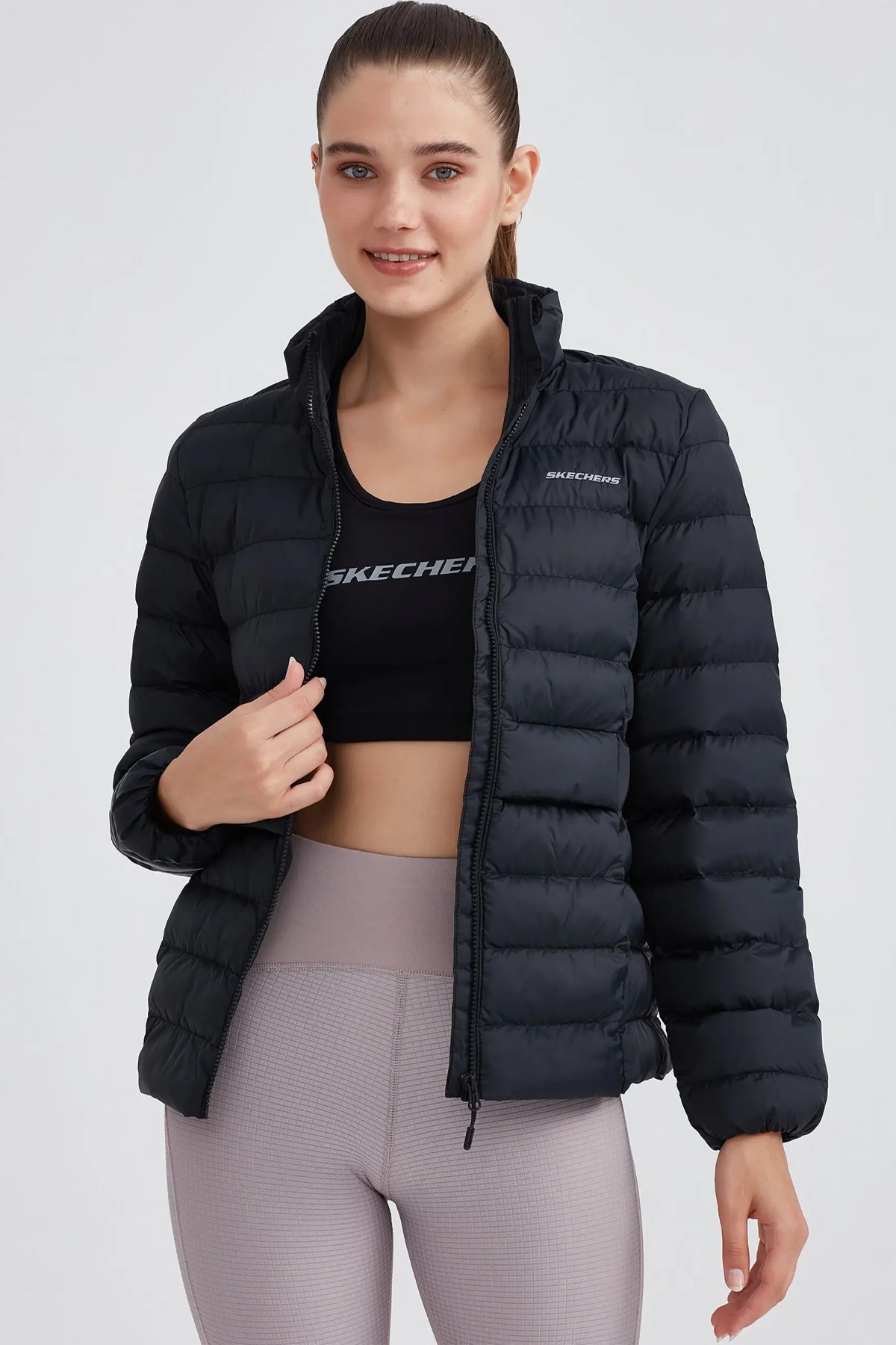 Skechers Outerwear Padded Kadın Mont S231240-001 Siyah