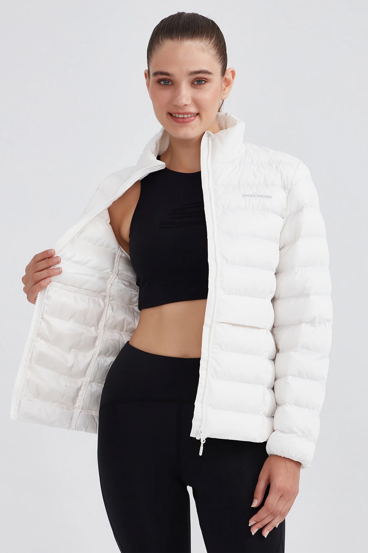 Skechers Outerwear Padded Kadın Mont S231240-100 Beyaz