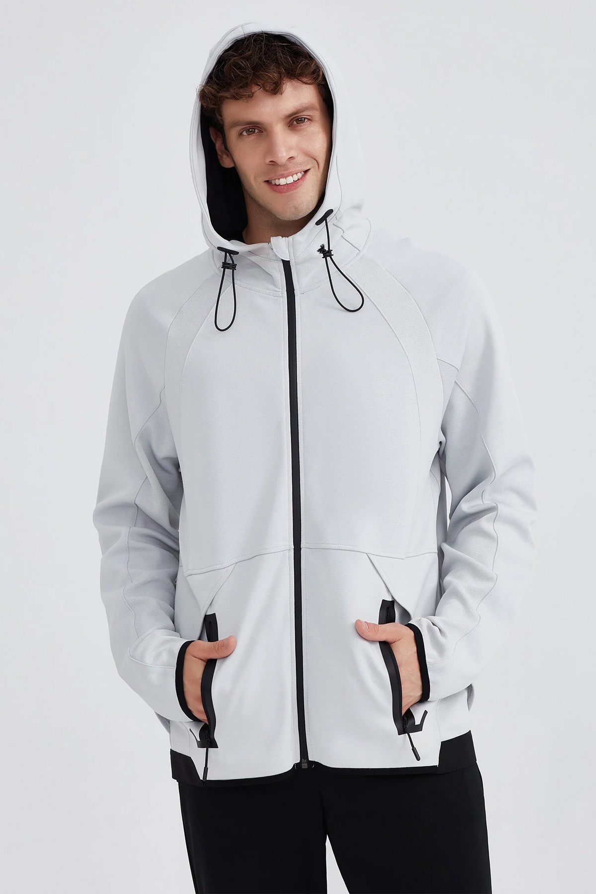 Skechers 2XI-Lock Full Zip Hoodie Erkek Sweatshirt S232184-043 Gri