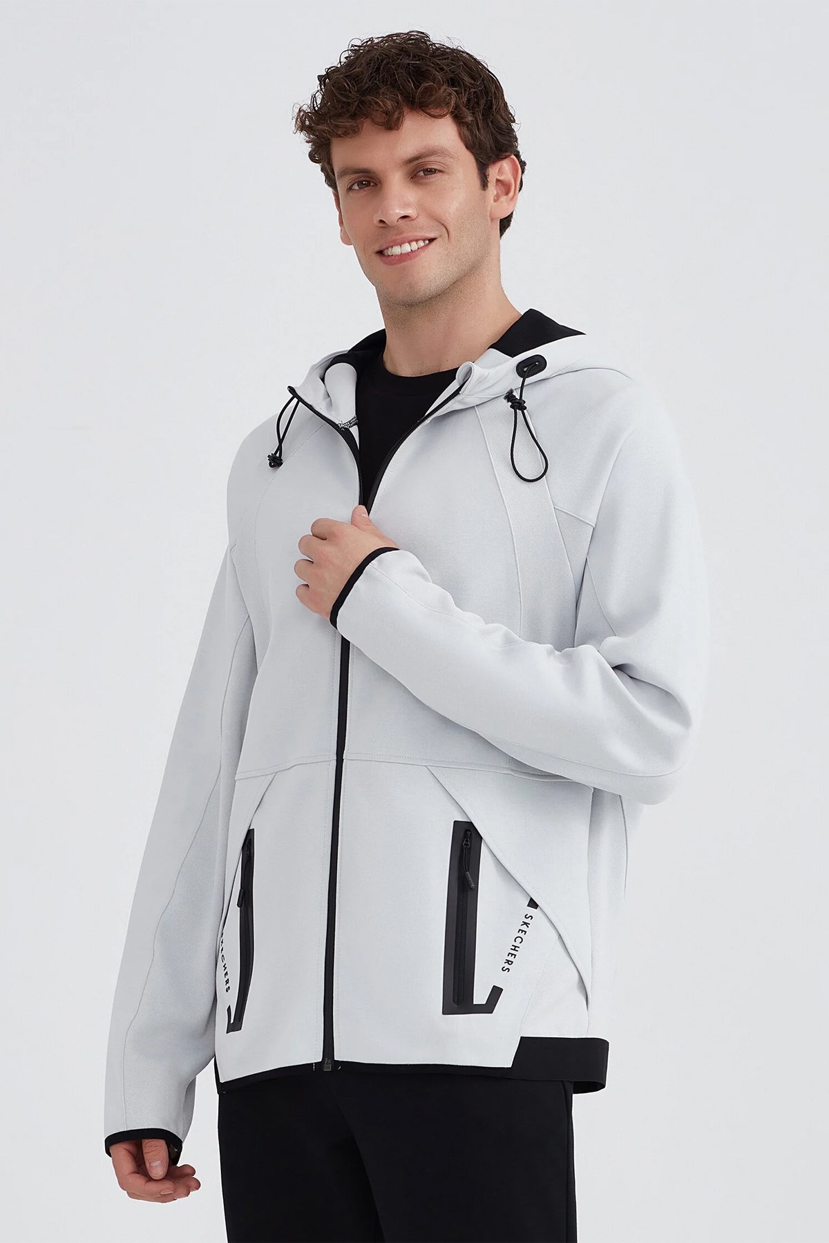 Skechers 2XI-Lock Full Zip Hoodie Erkek Sweatshirt S232184-043 Gri