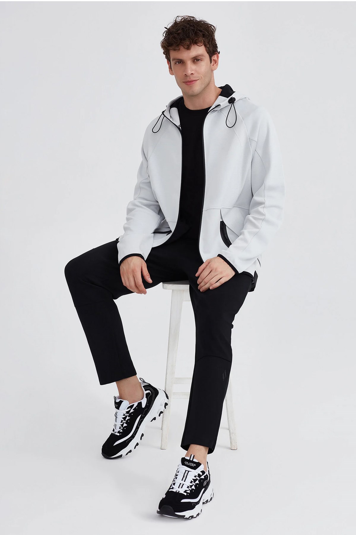 Skechers 2XI-Lock Full Zip Hoodie Erkek Sweatshirt S232184-043 Gri