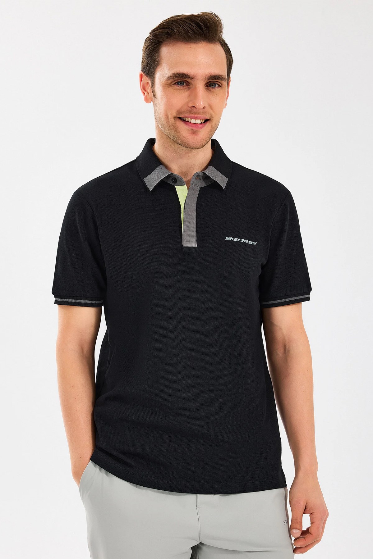 Skechers Pop Up Erkek Polo Tişört S2510135-001 Siyah