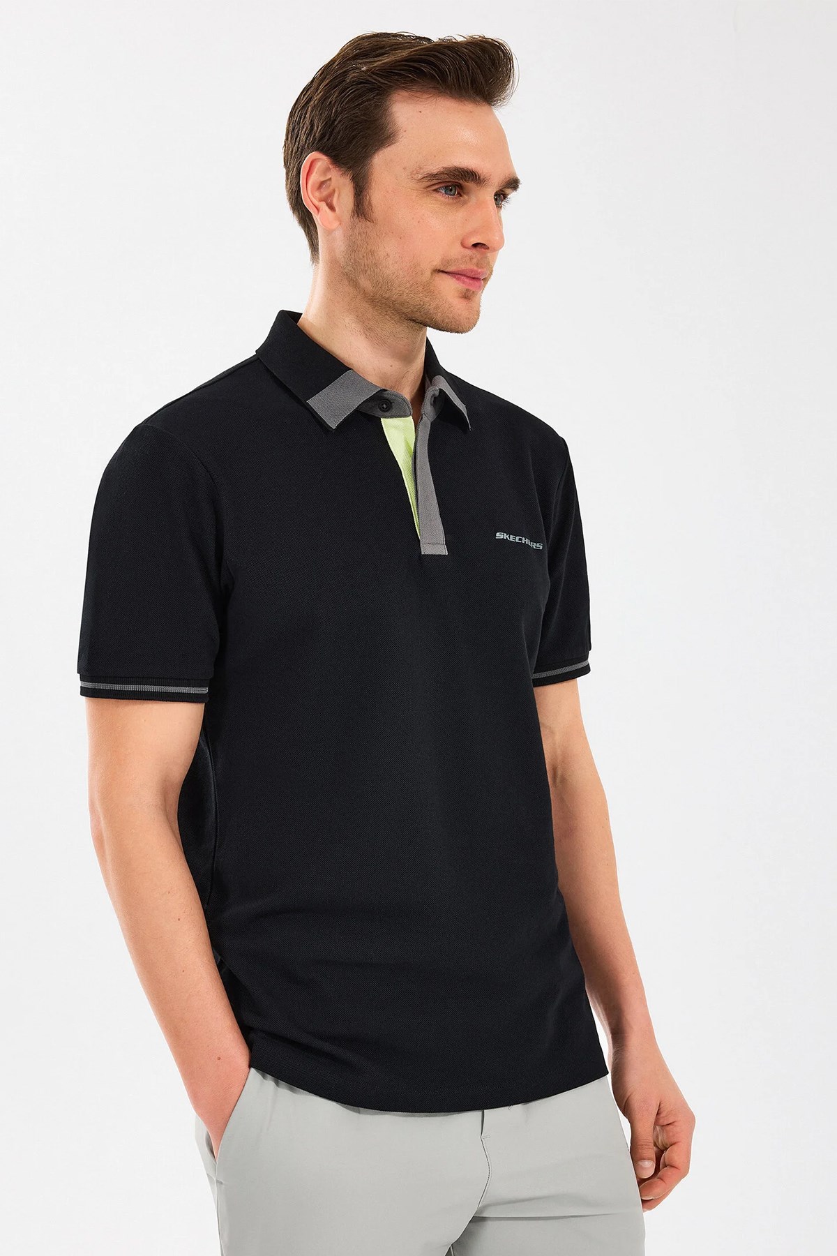 Skechers Pop Up Erkek Polo Tişört S2510135-001 Siyah