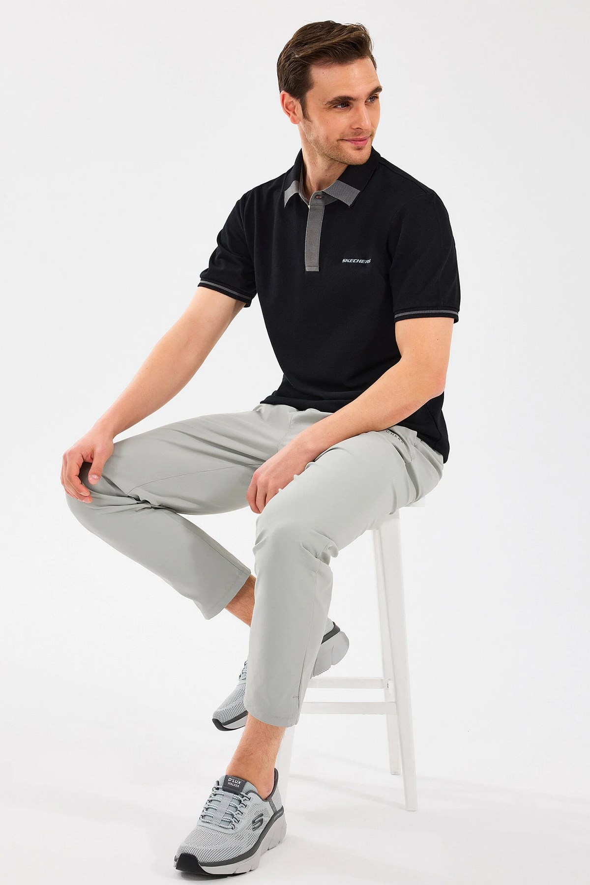 Skechers Pop Up Erkek Polo Tişört S2510135-001 Siyah