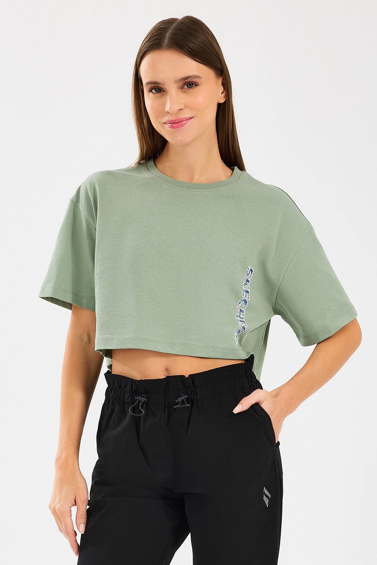 Skechers Crop Fit Kadın Tişört S2510145-306 Mavi