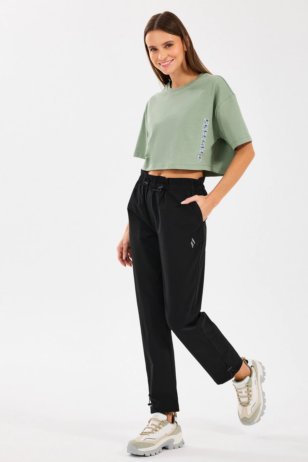 Skechers Crop Fit Kadın Tişört S2510145-306 Mavi