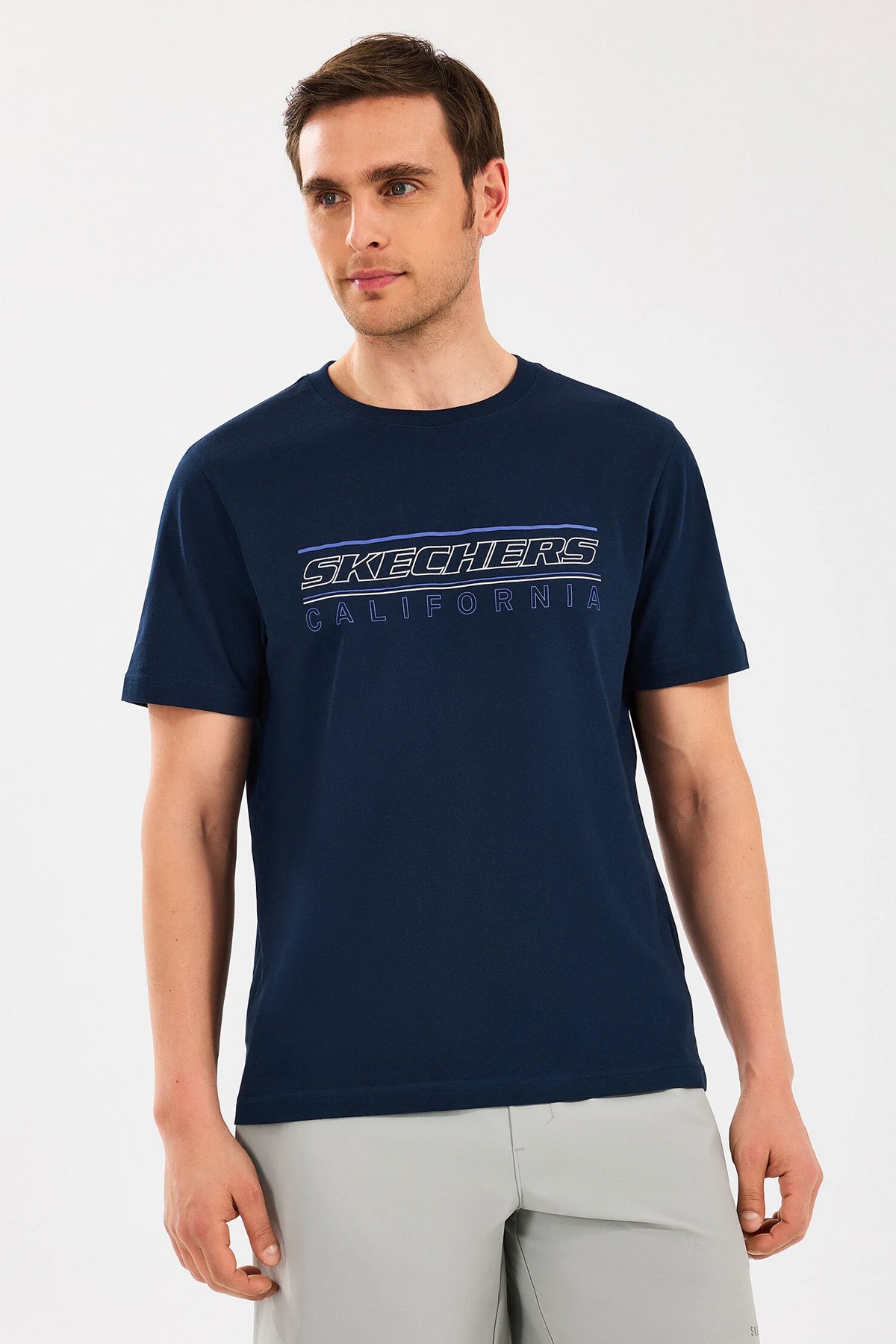 Skechers Lightweight Erkek Tişört S2510172-410 Lacivert