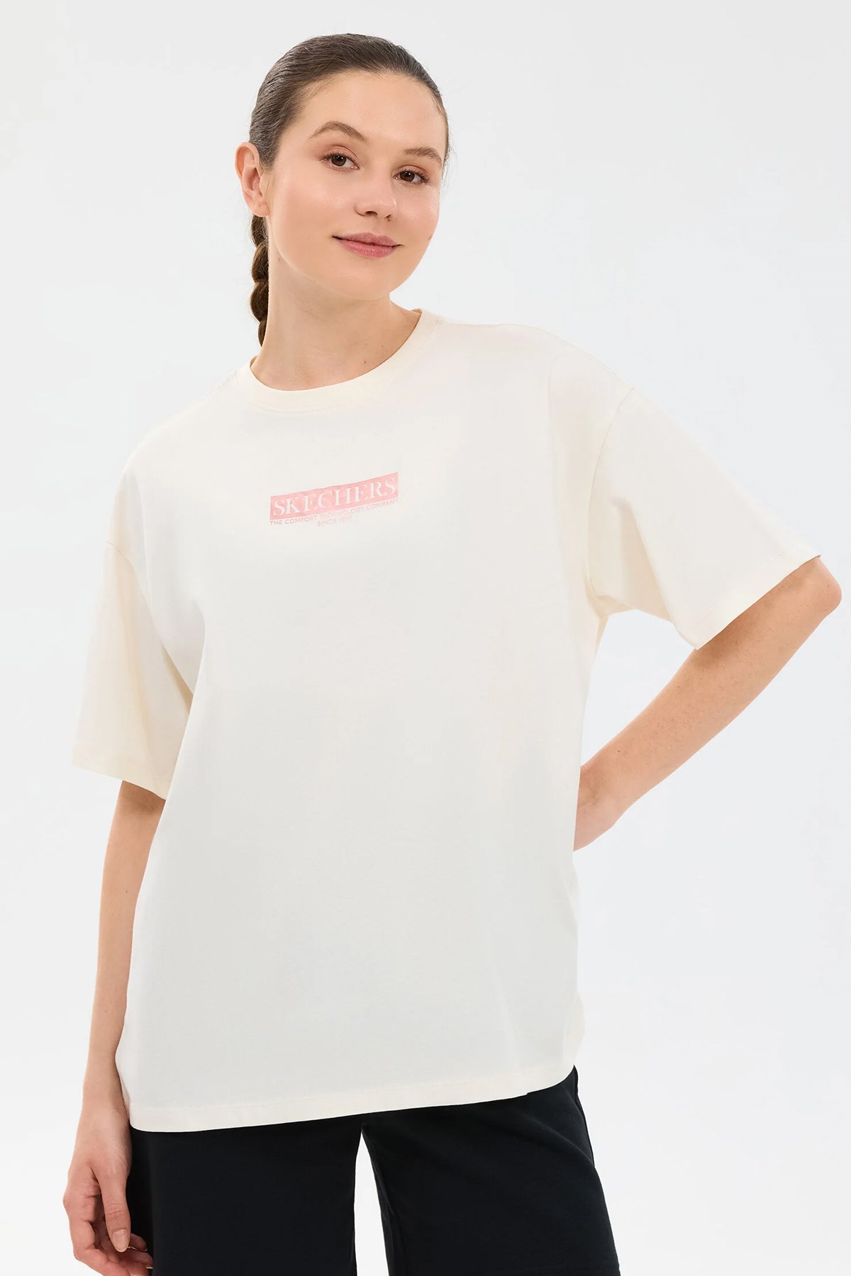 Skechers Oversize Graphic Kadın Tişört S2610063-3855 Beyaz