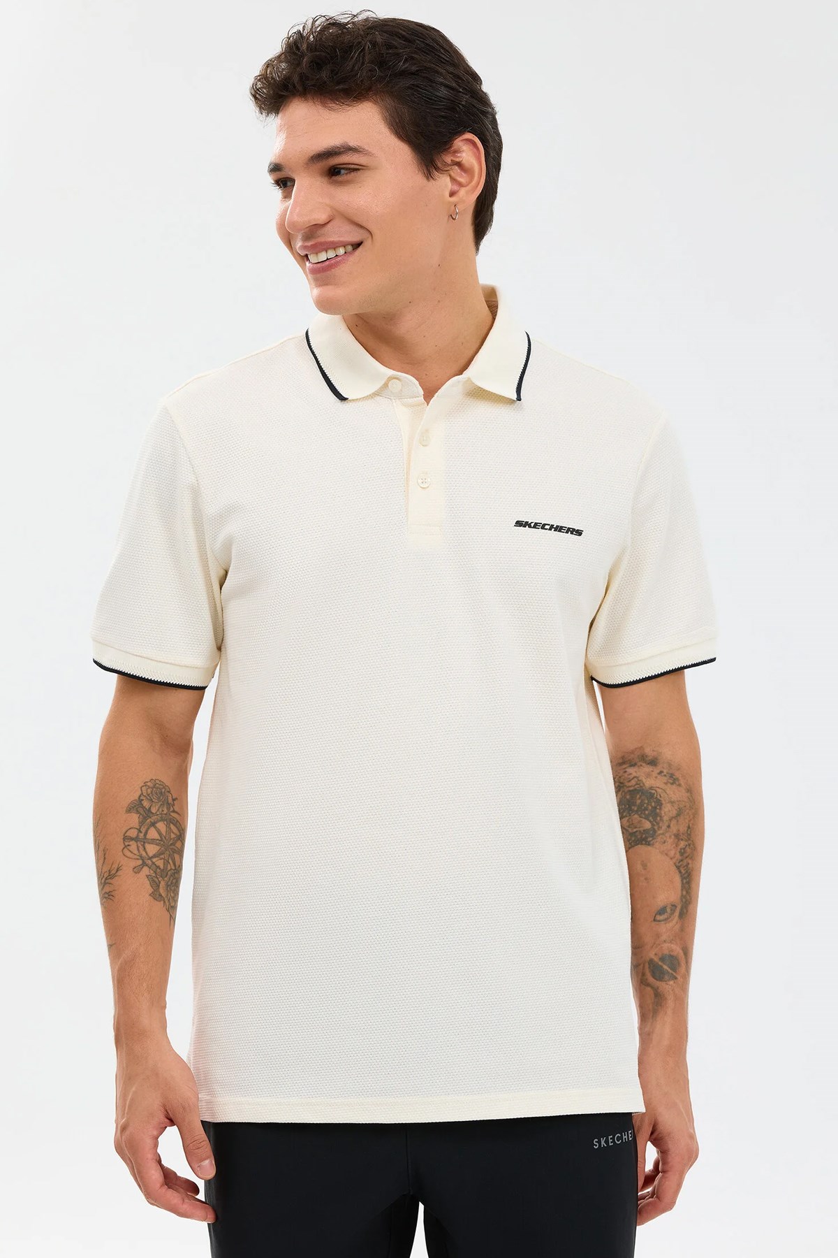 Skechers Piping Erkek Tişört S2610078-3855 Beyaz