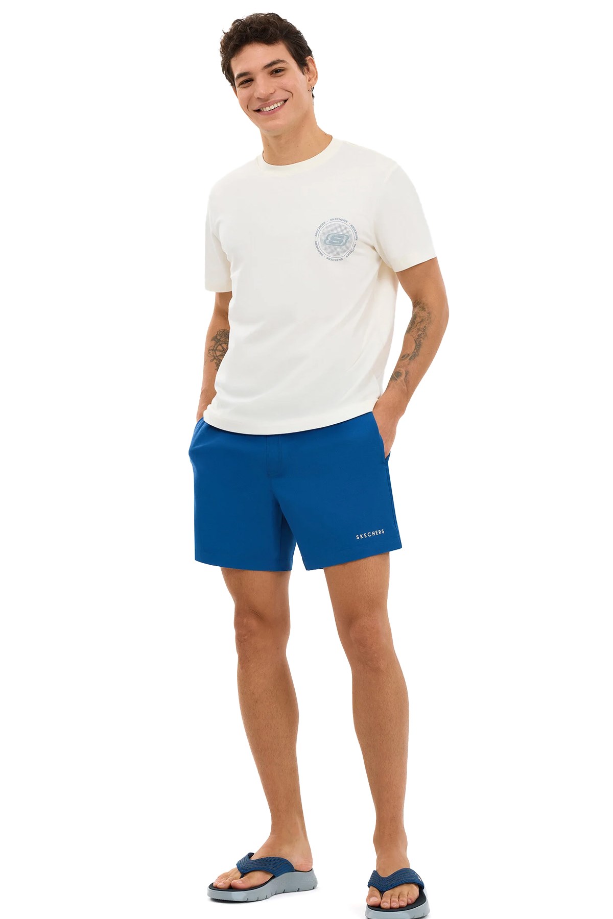 Skechers Regular Fit Erkek Tişört S2610119-3855 Beyaz