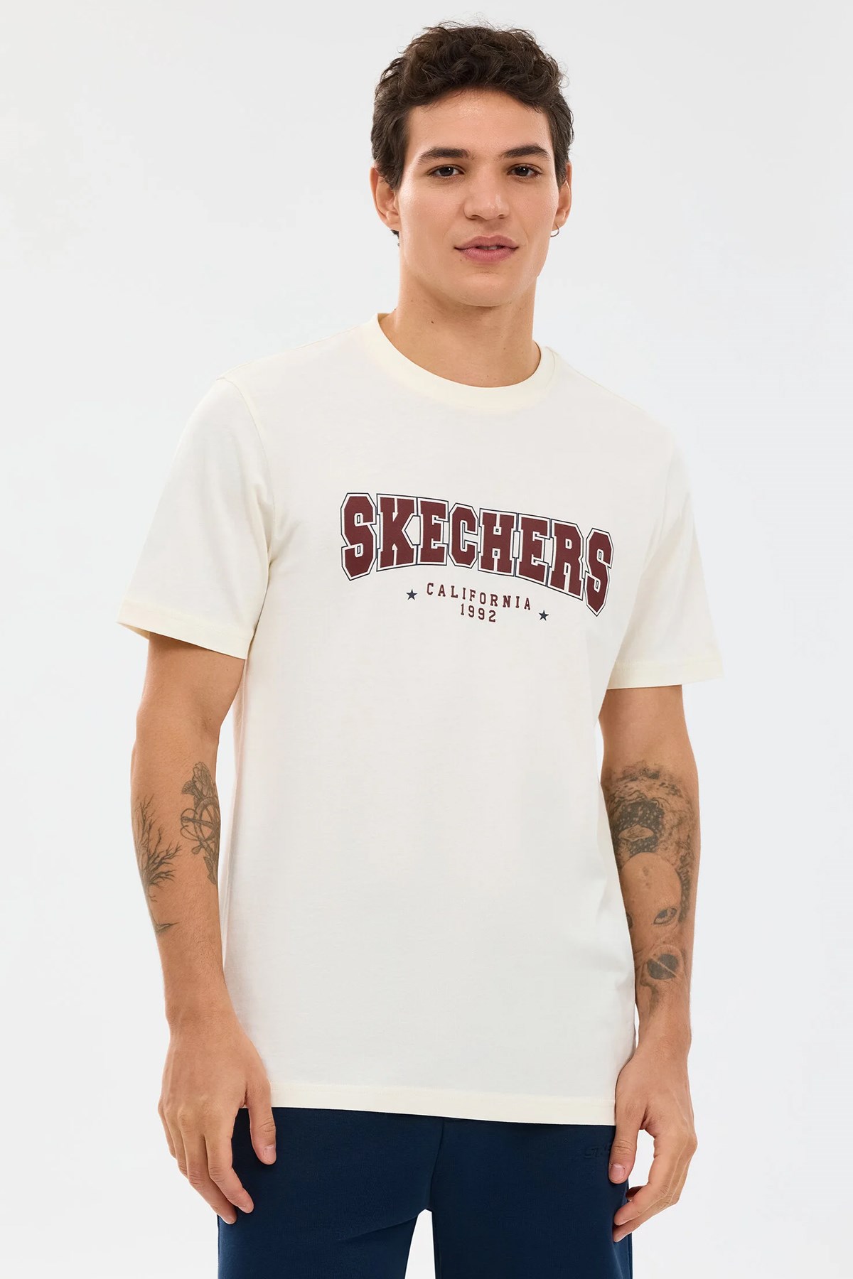Skechers Regular Fit Erkek Tişört S2610122-3855 Beyaz