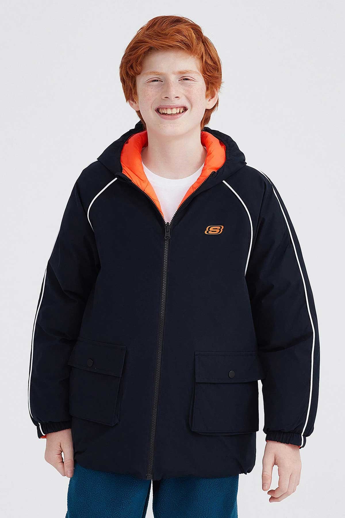 Skechers Outerwear Reversible Coated Çocuk Mont SK232025-001 Siyah