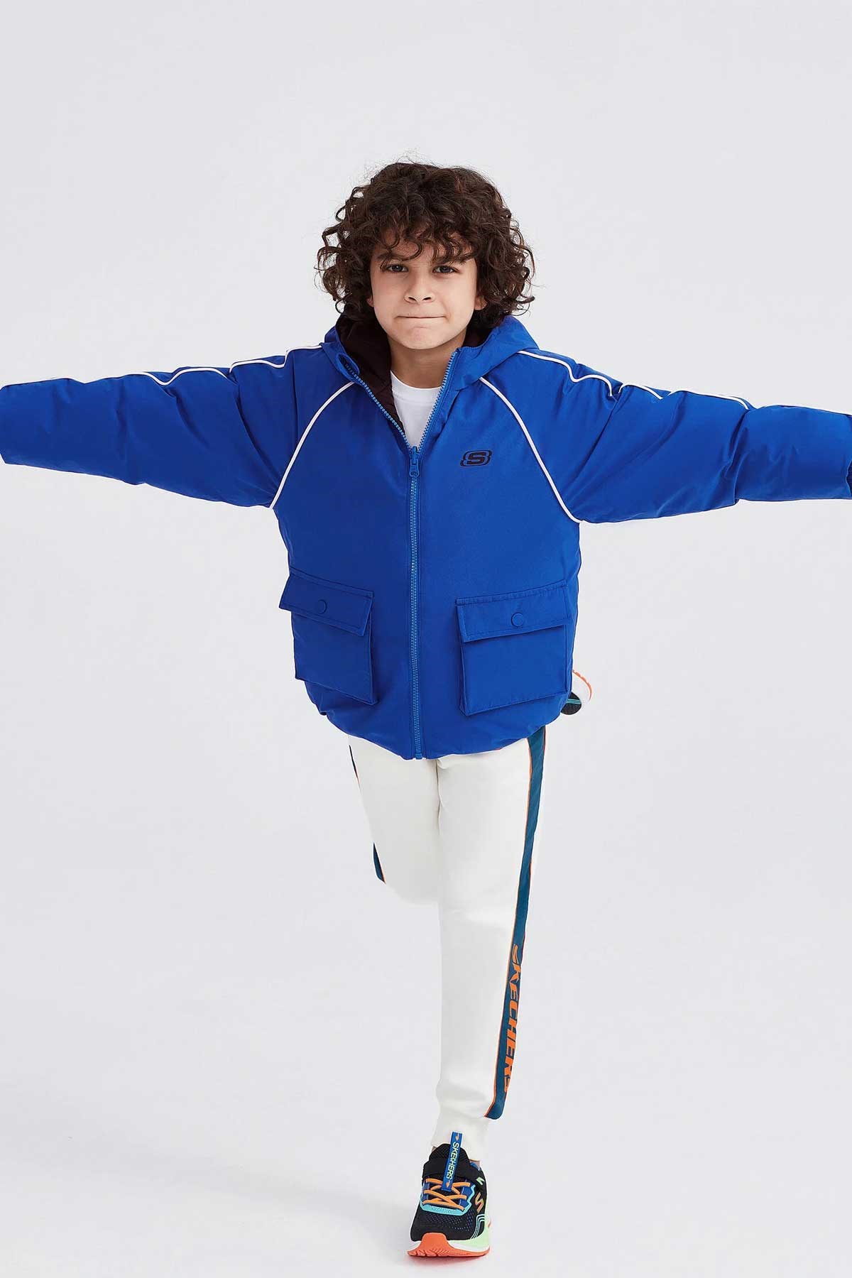 Skechers Outerwear Reversible Coated Çocuk Mont SK232025-403 Mavi